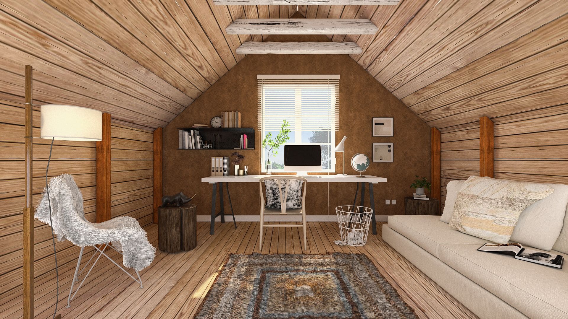 1920x1080 Rustic Home Office for a Mountain Cabin