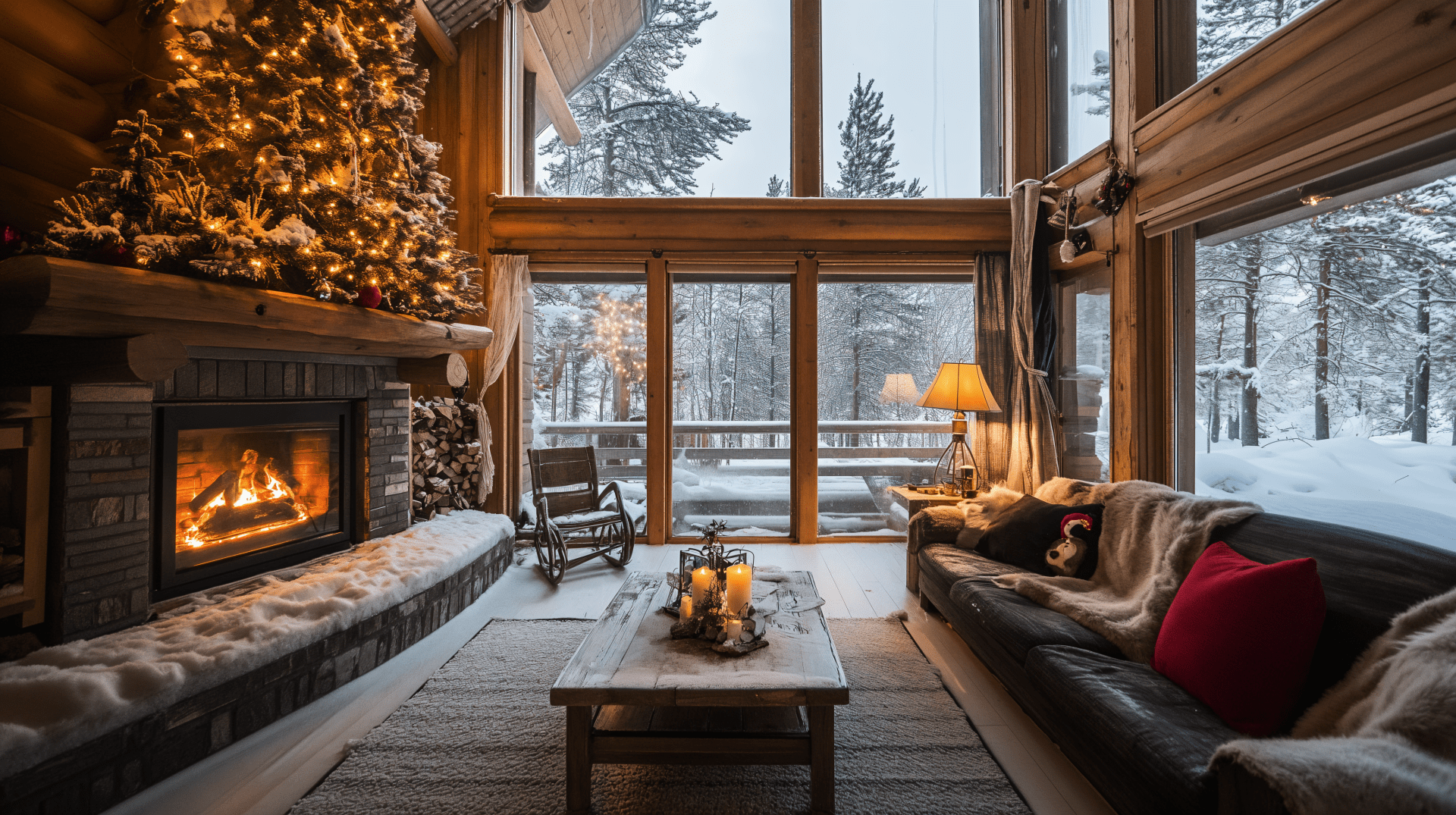 1920x1075 Cozy Winter Cabin: 4K Ultra HD Wallpaper
