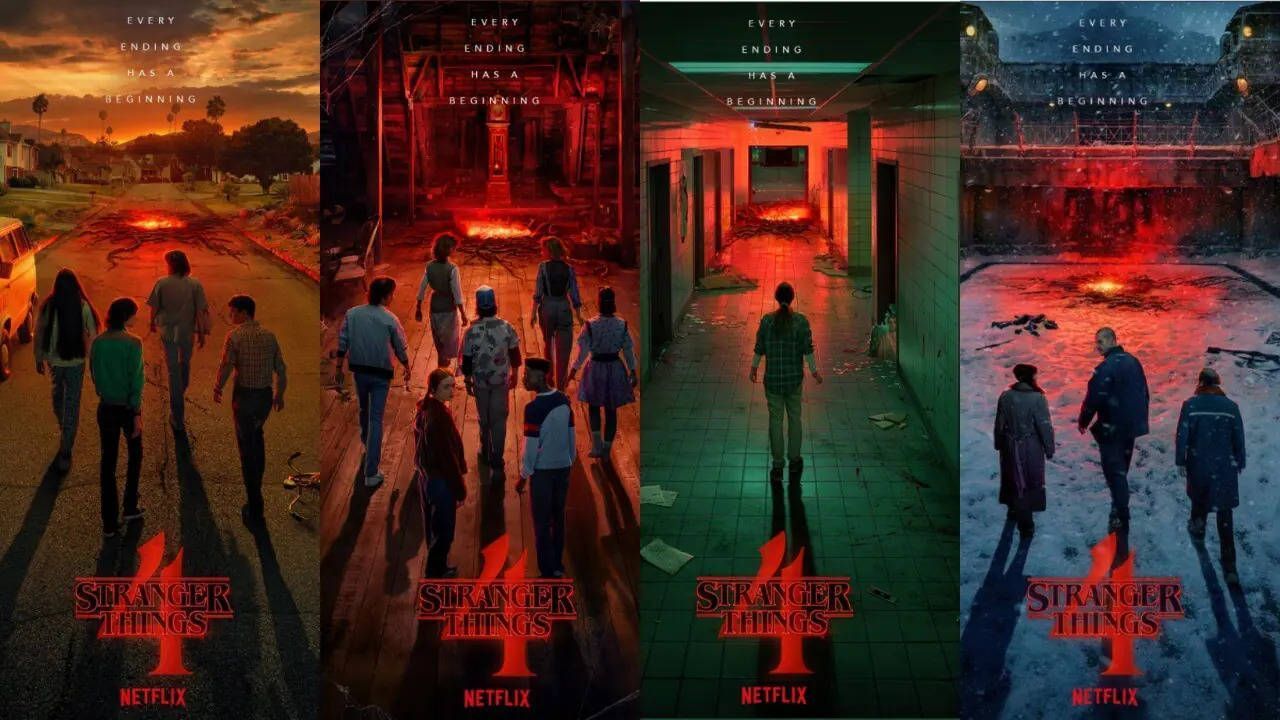 1280x720 Download Stranger Things 4 Poster Collage Wallpaper