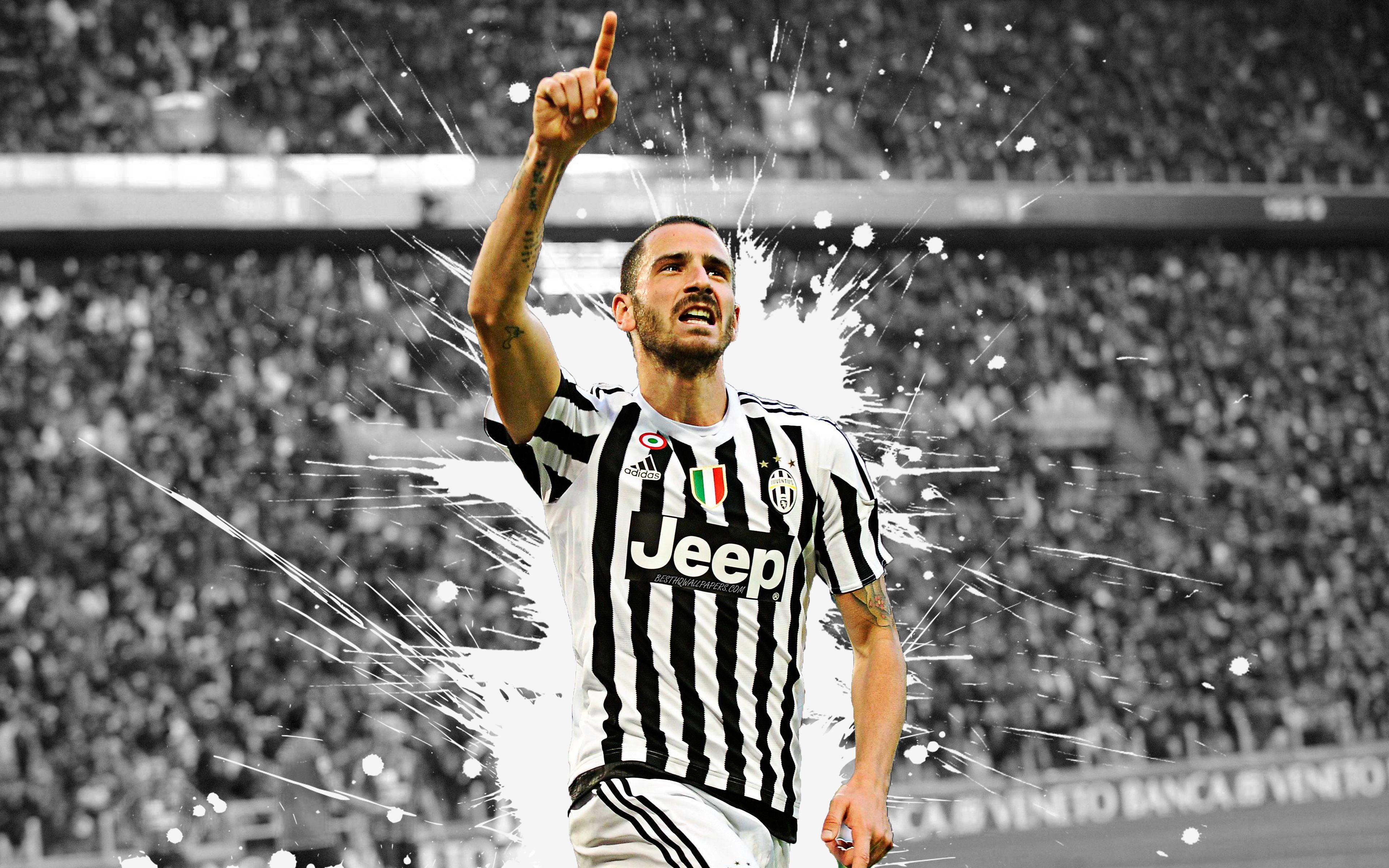 3840x2400 Download wallpaper Leonardo Bonucci, 4k, Juventus FC, art
