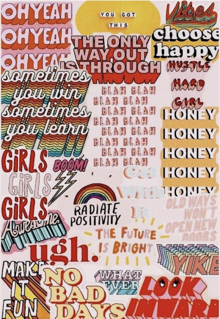 750x1086 Collage words 90s inspiration retro. Wallpaper quotes, Cute