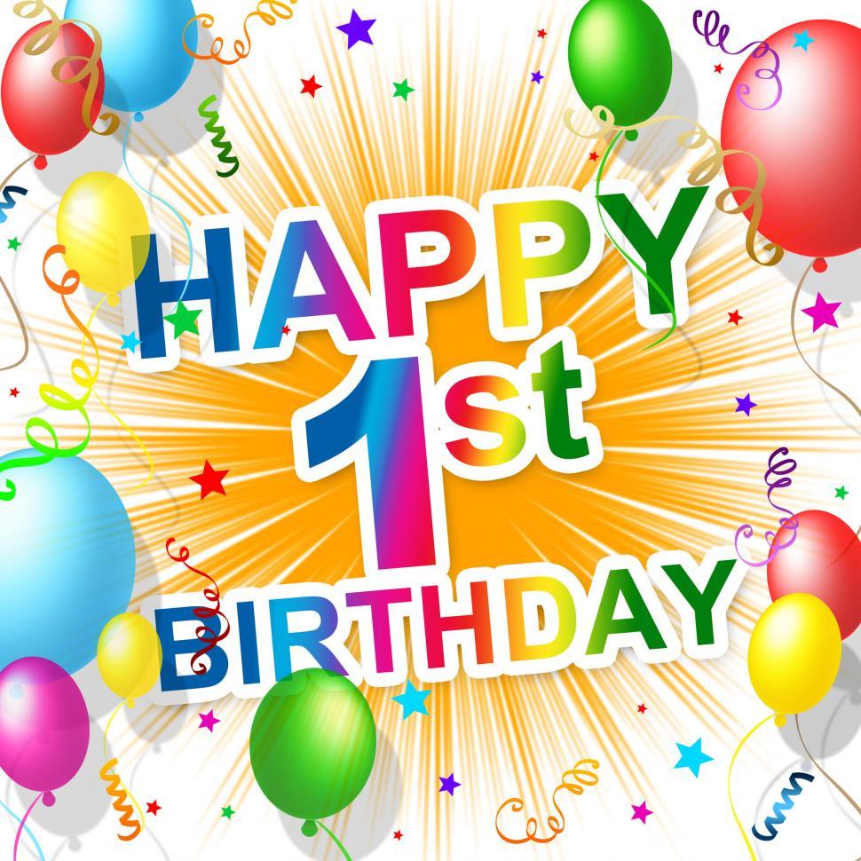 970x970 Free of First Birthday Indicates 1St Celebrate And Happiness. Download Free Image and Free Illustrations