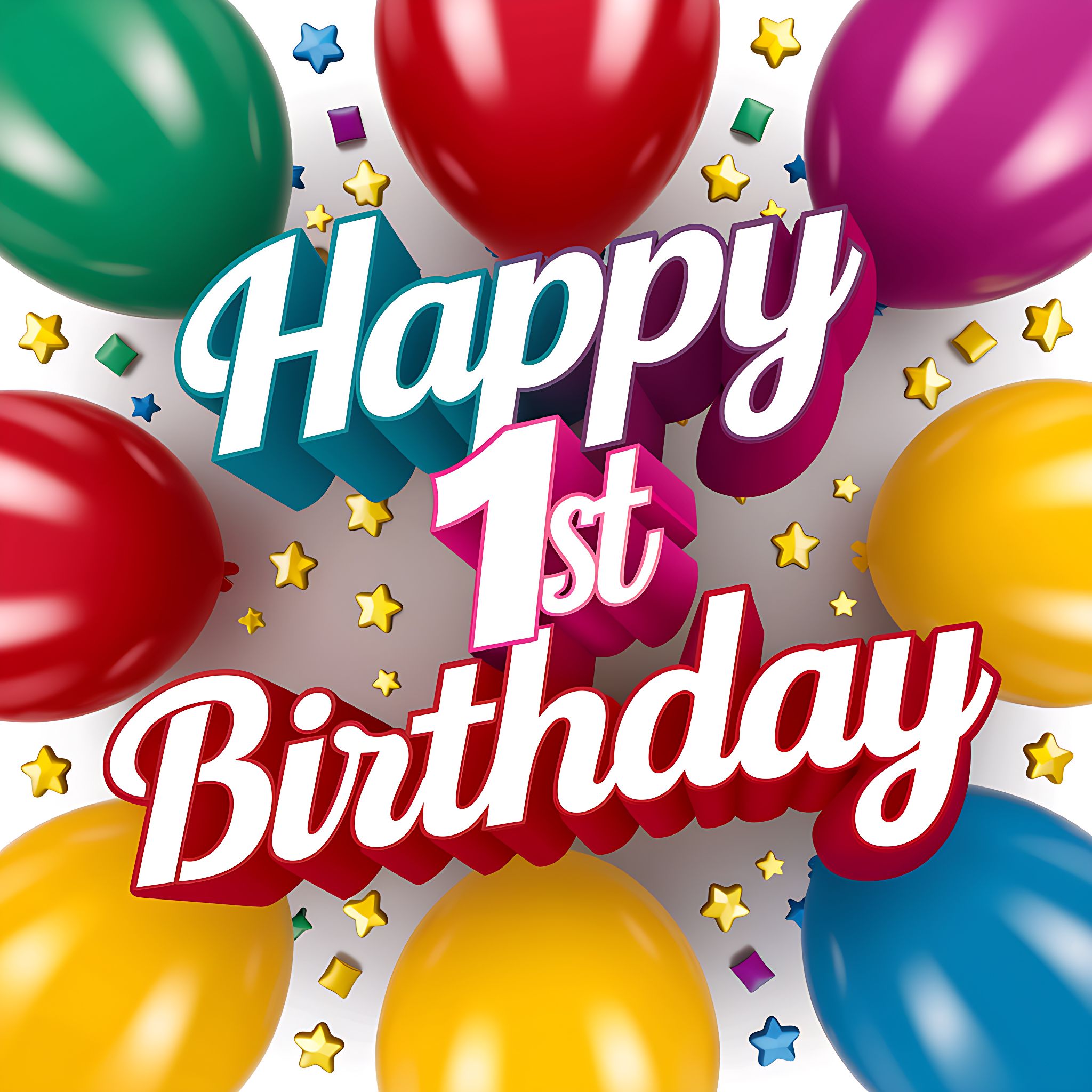 2048x2048 Free Download Happy 1st Birthday