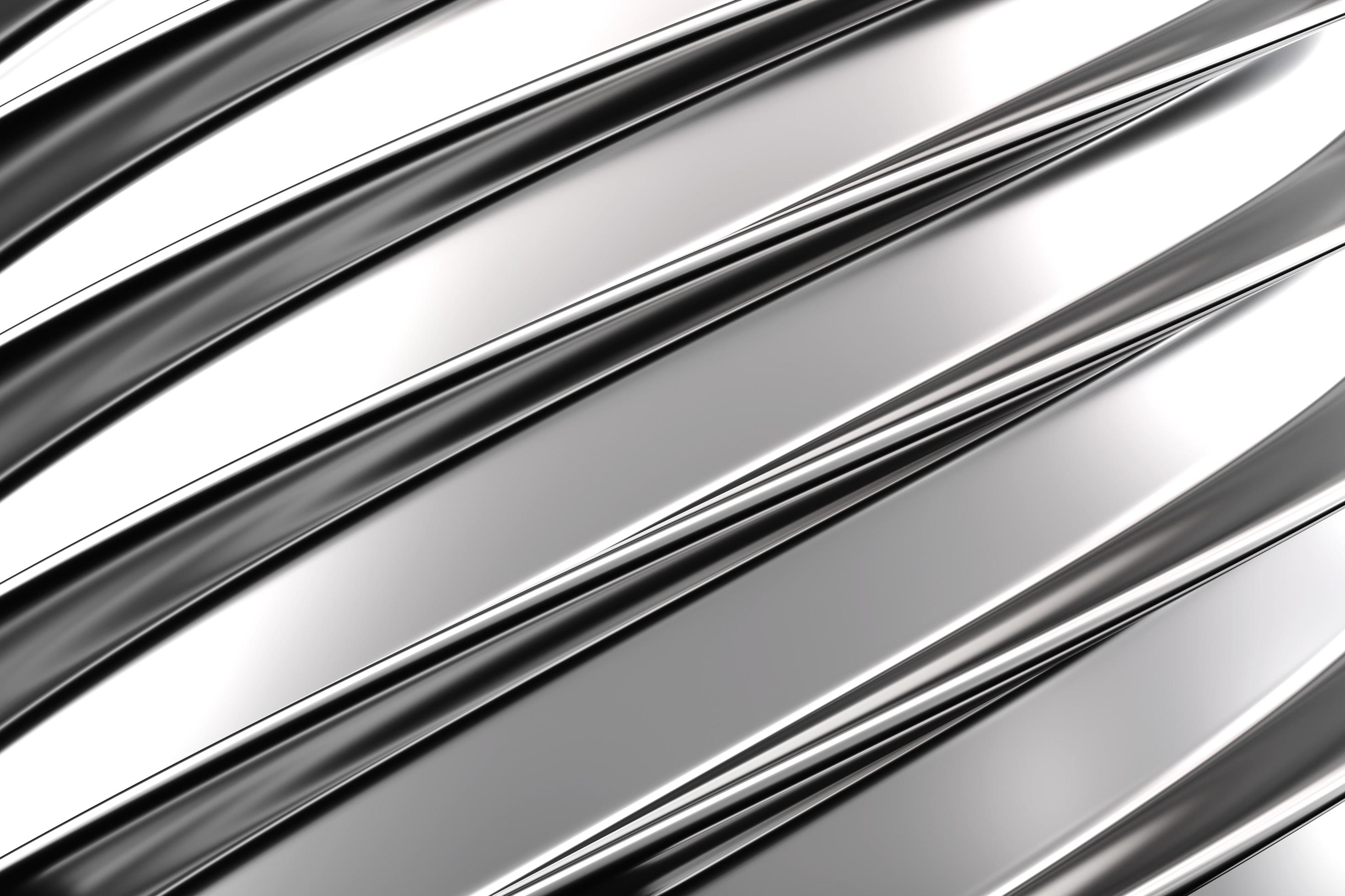 2940x1960 Texture of silver wall metal sheet with wave surface. Metallic plate texture. Diagonal silver grey stripes wallpaper banner design. Corrugated metal plate background.3D rendering