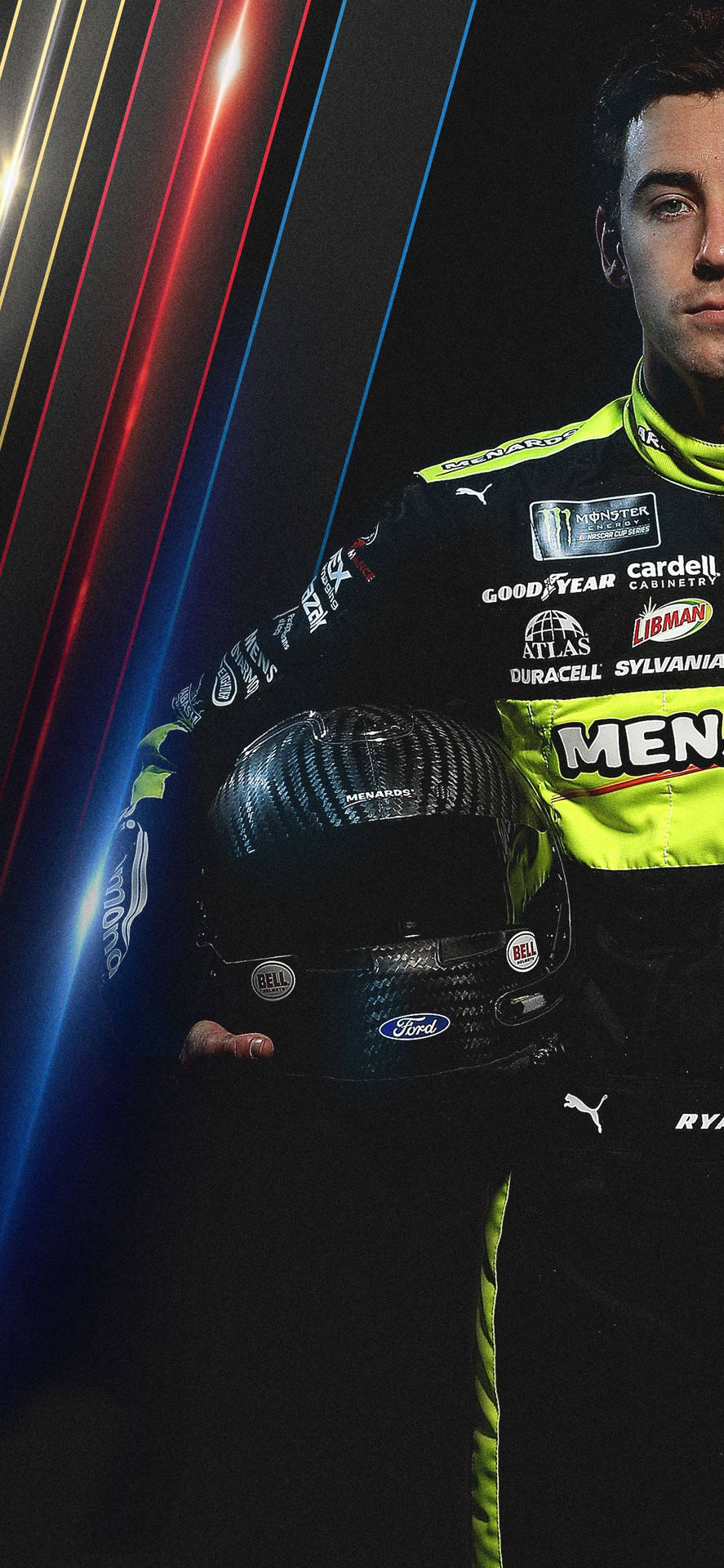 887x1920 Download Ryan Blaney Holding Helmet Wallpaper