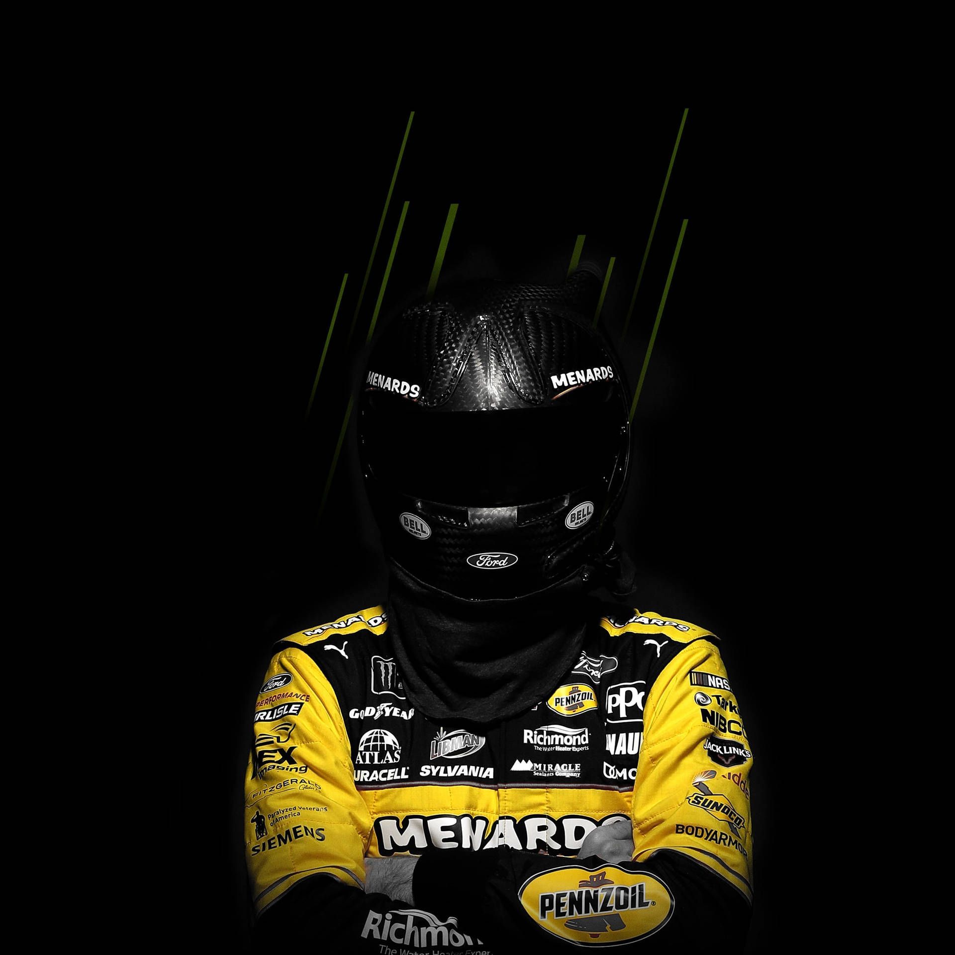 1920x1920 Download Ryan Blaney Race Suit And Helmet Wallpaper