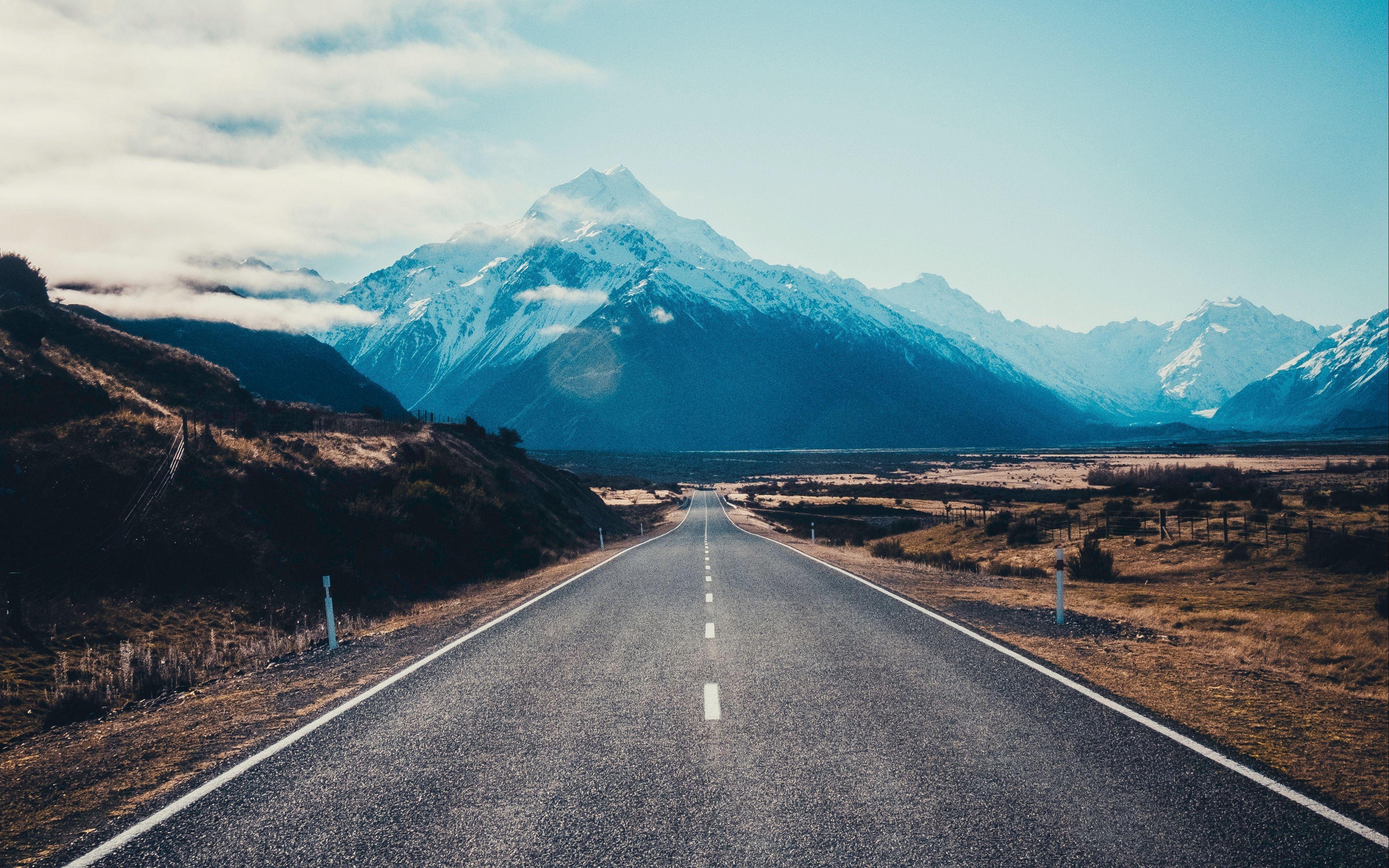 3840x2400 Download wallpaper 3840x2400 road, asphalt, mountains, marking