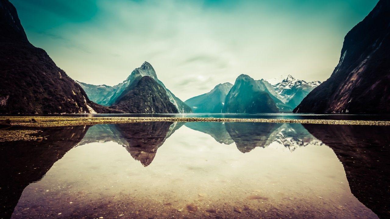 1280x720 New Zealand, 5k, 4k wallpaper, milford, mountains, river, lake