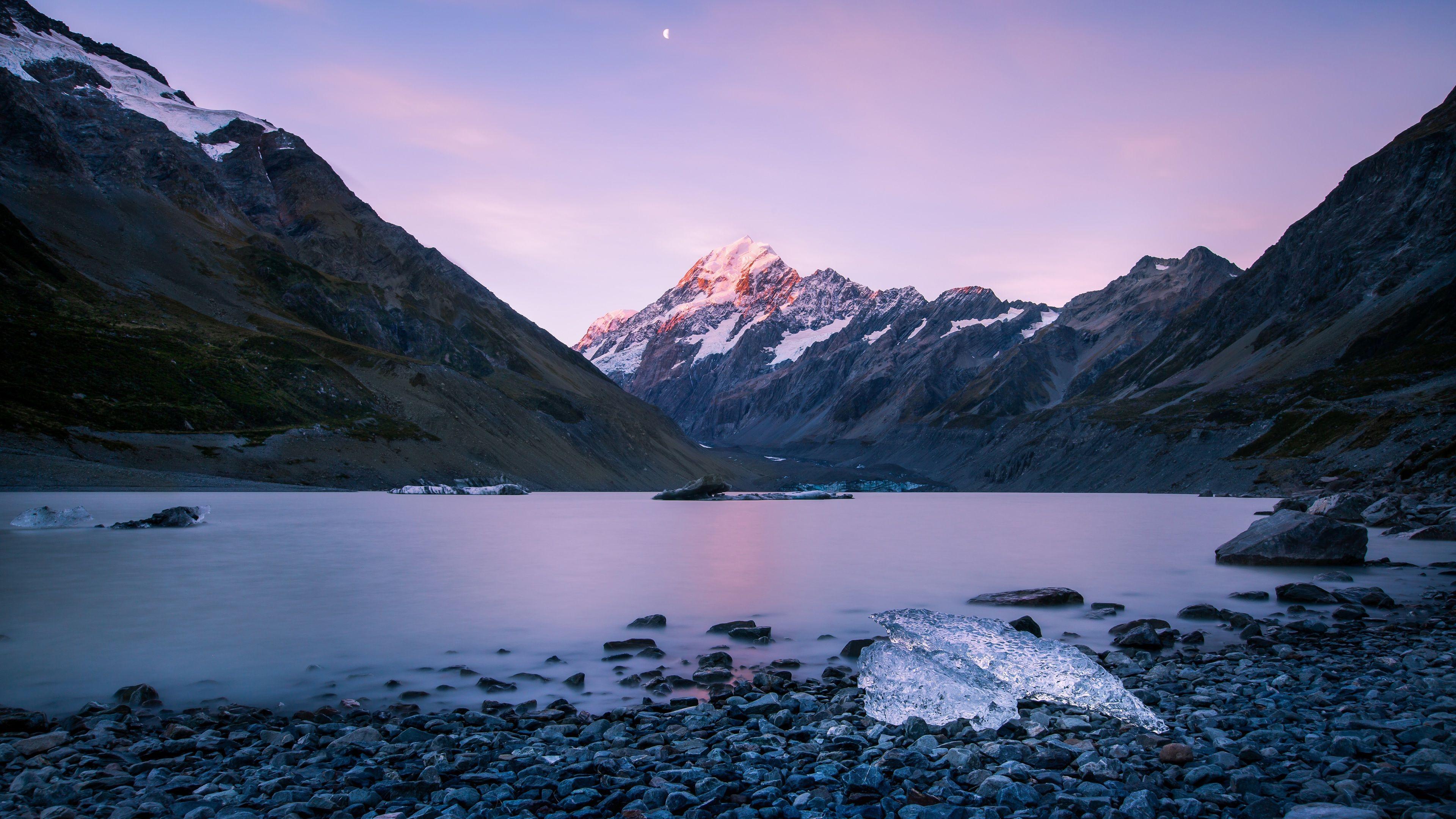 Wallpaper New Zealand, 5k, 4k Wallpaper, Mountains, Lake, Sunset