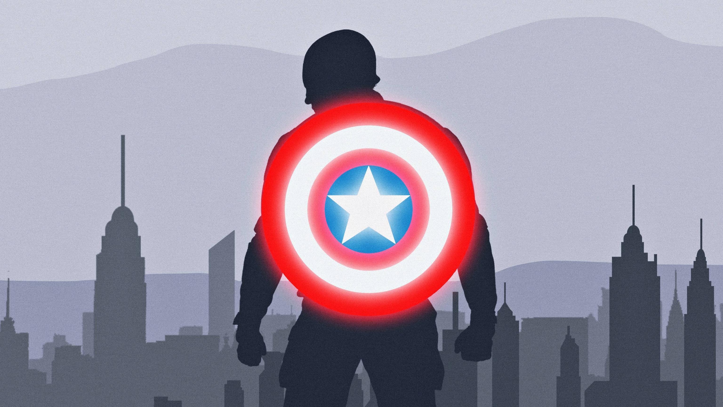 3840x2160 Captain America Shield Minimalist Marvel Comics 4K