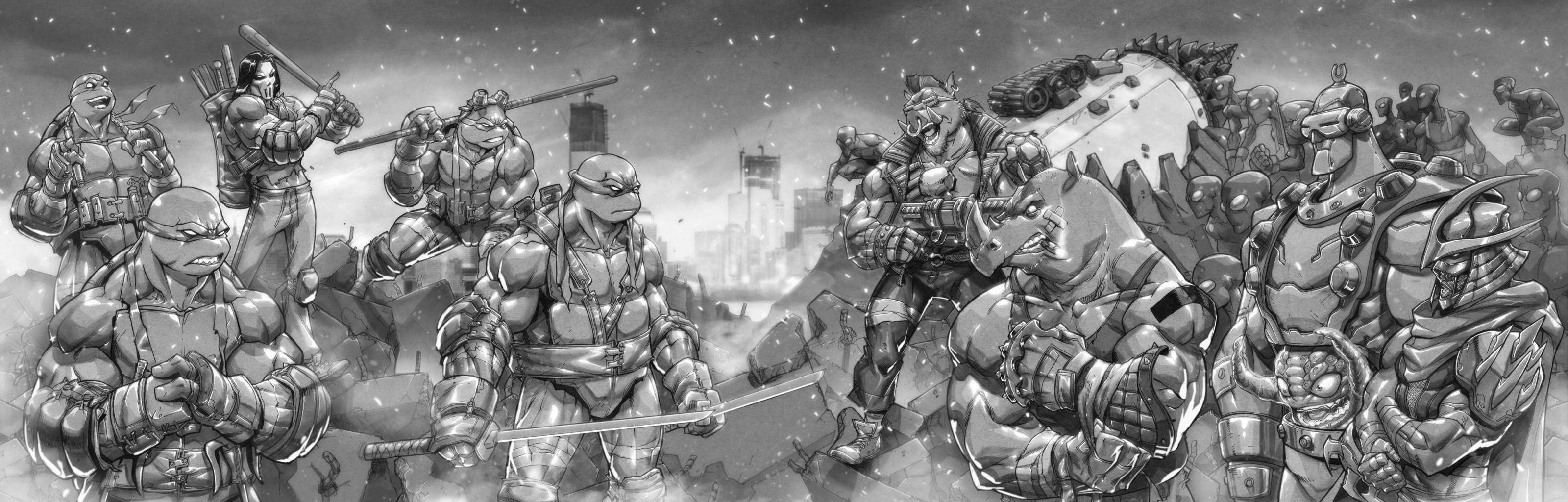 3200x1024 Awesome Teenage Mutant Ninja Turtles (TMNT) free wallpaper for dual monitor 3200x1024 desktop