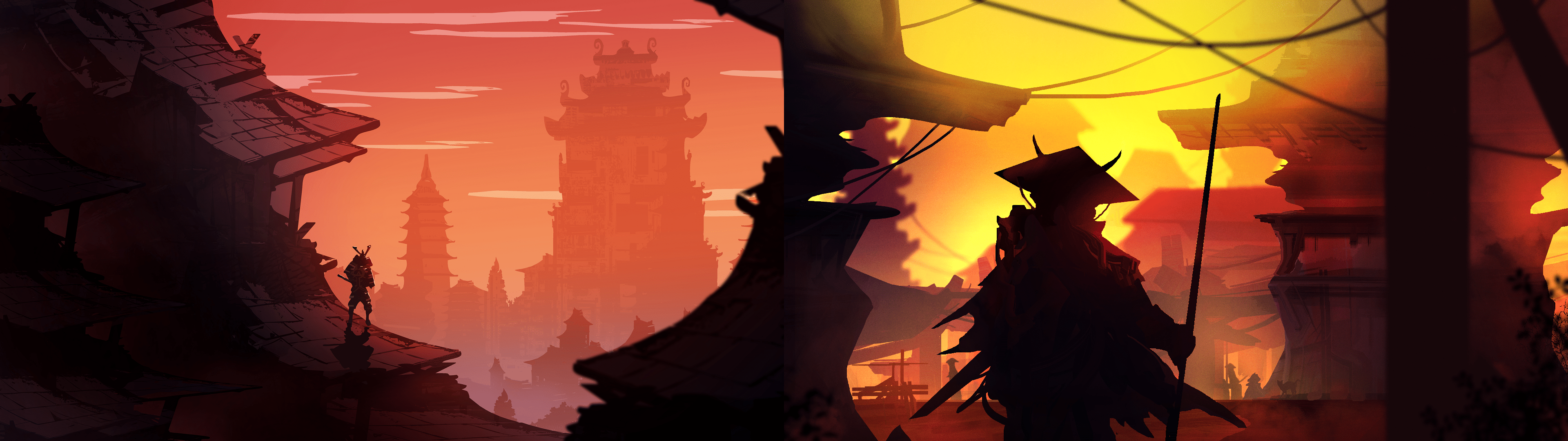 3840x1080 Samurai at Dawn: multiwall