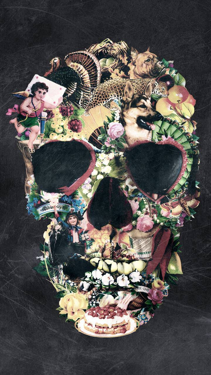 floral skull background