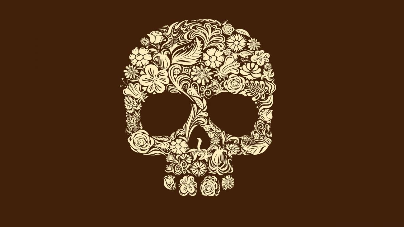 1366x768 Hd skull and flower wallpaper. Skull wallpaper, Skull art, Art