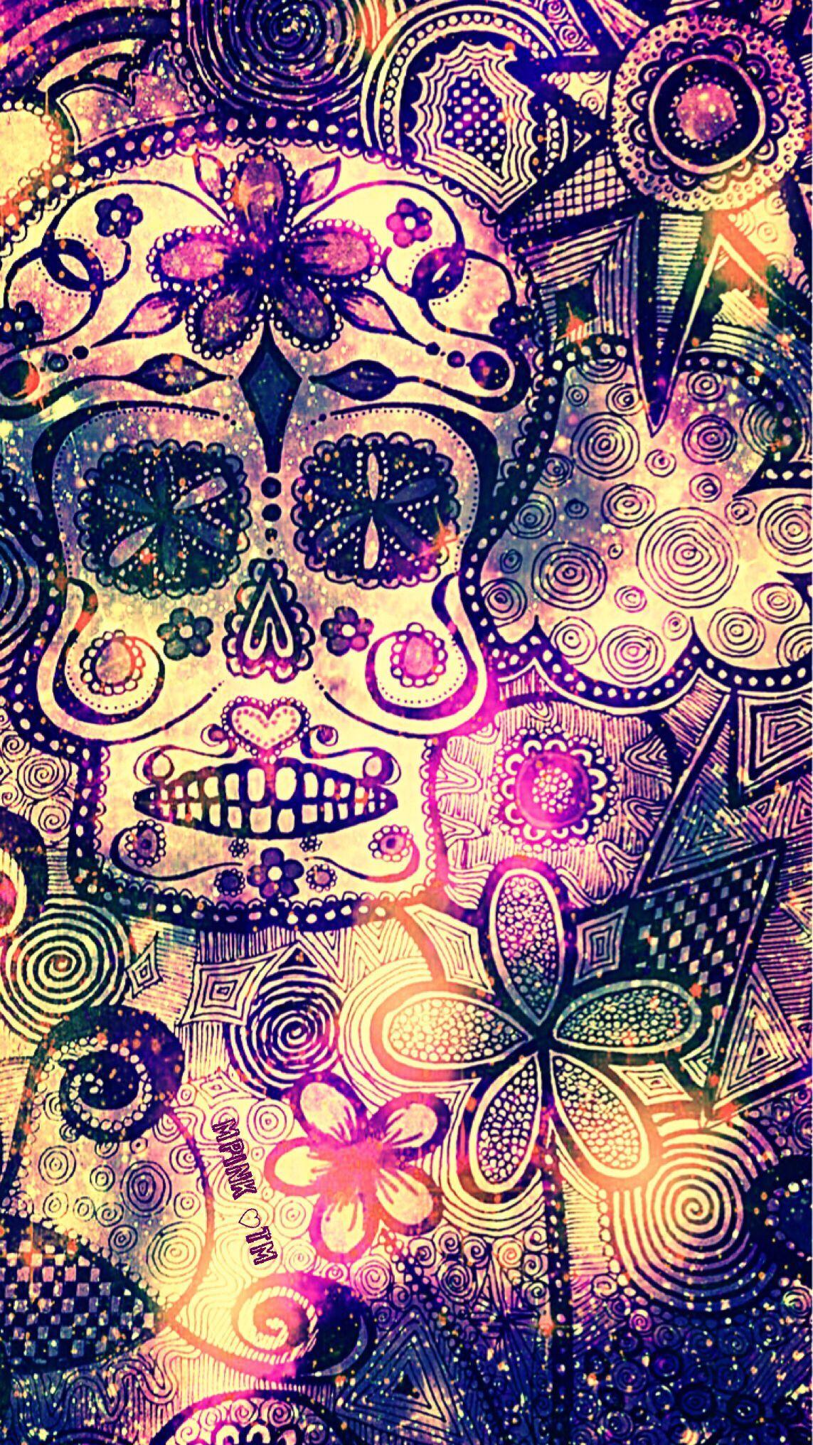 1143x2032 Floral Skull Galaxy Wallpaper #androidwallpaper #iphonewallpaper