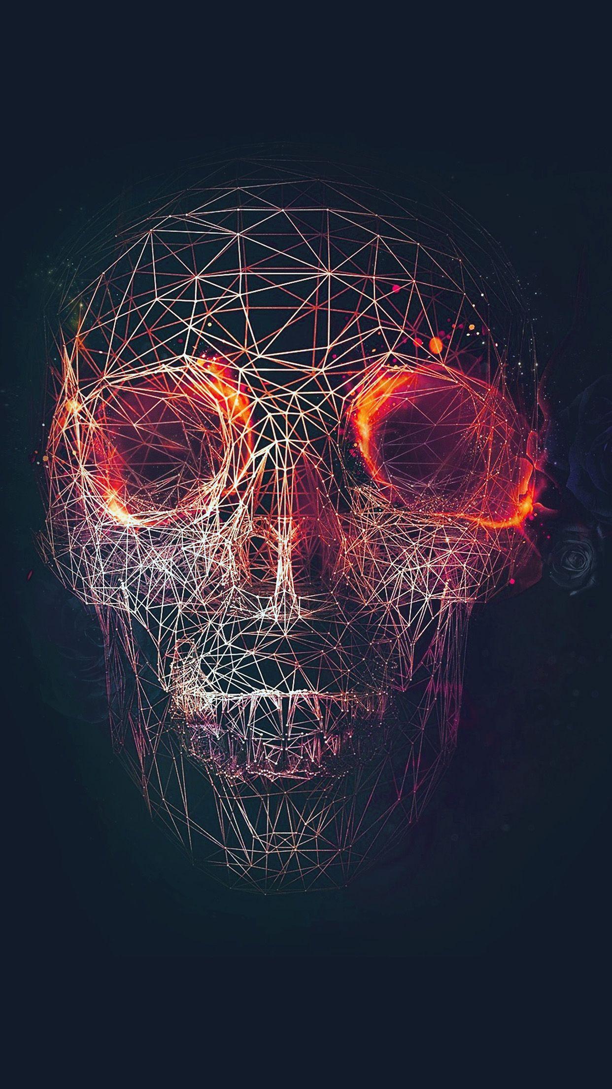 1242x2208 Digital Skull Dark Abstract Art Illustration Red