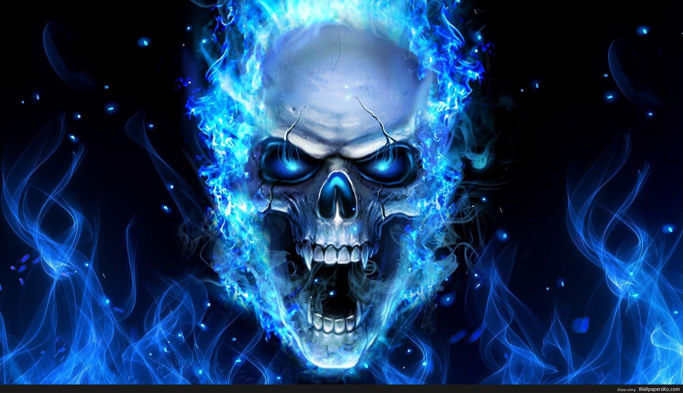Smoke skull blue black bone bones cloud death eyes fire flame fog  head HD phone wallpaper  Peakpx