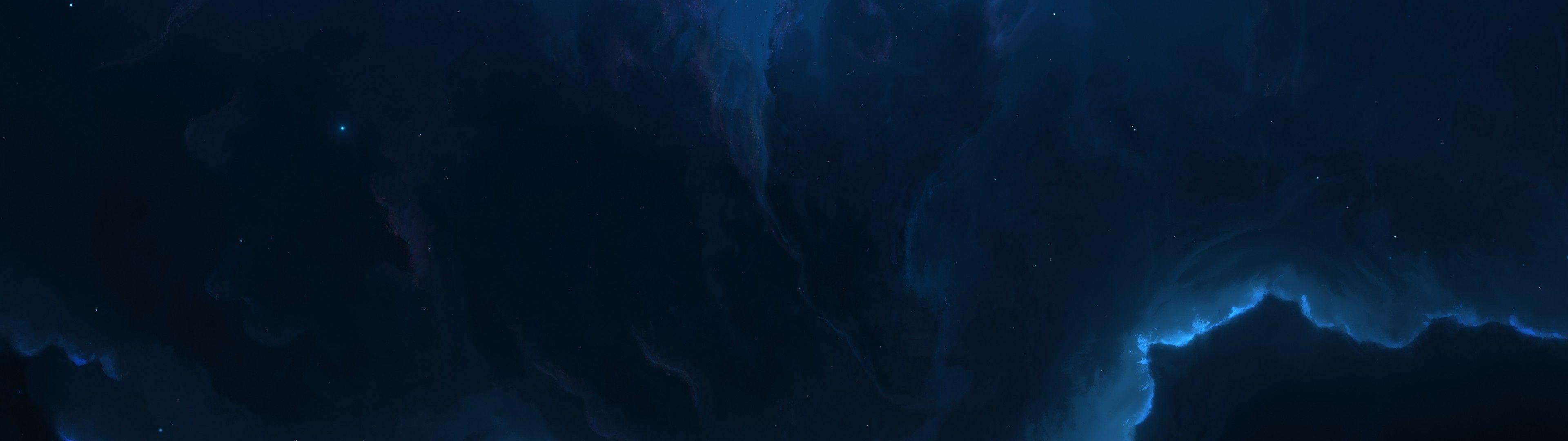 3840x1080 Download 3840x1080 Blue Nebula, Galaxy Wallpaper