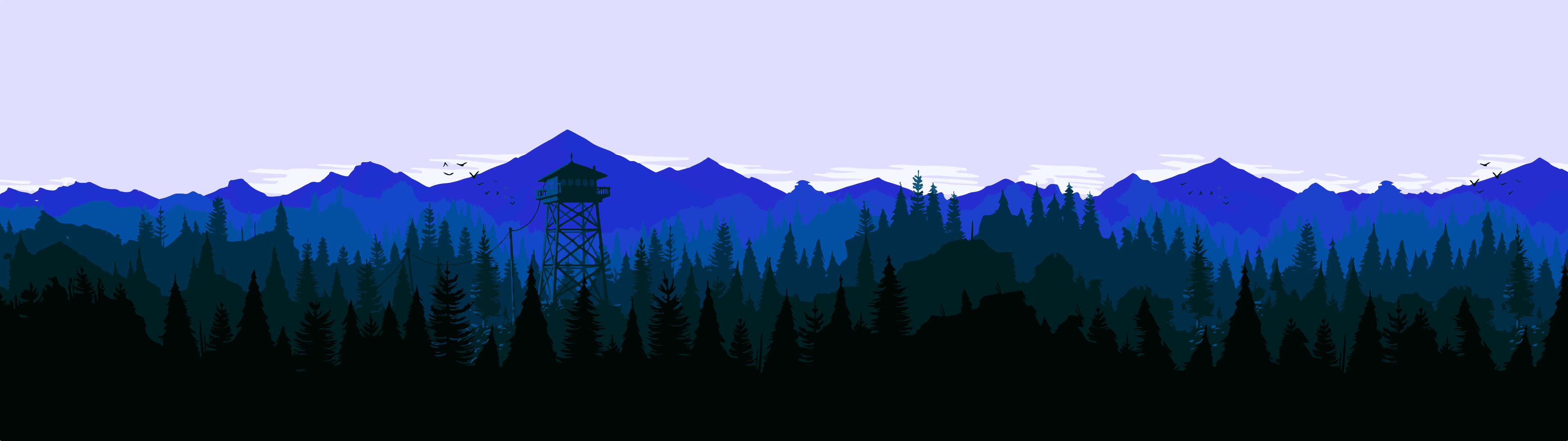 3840x1080 Firewatch Blue Black Color Palette