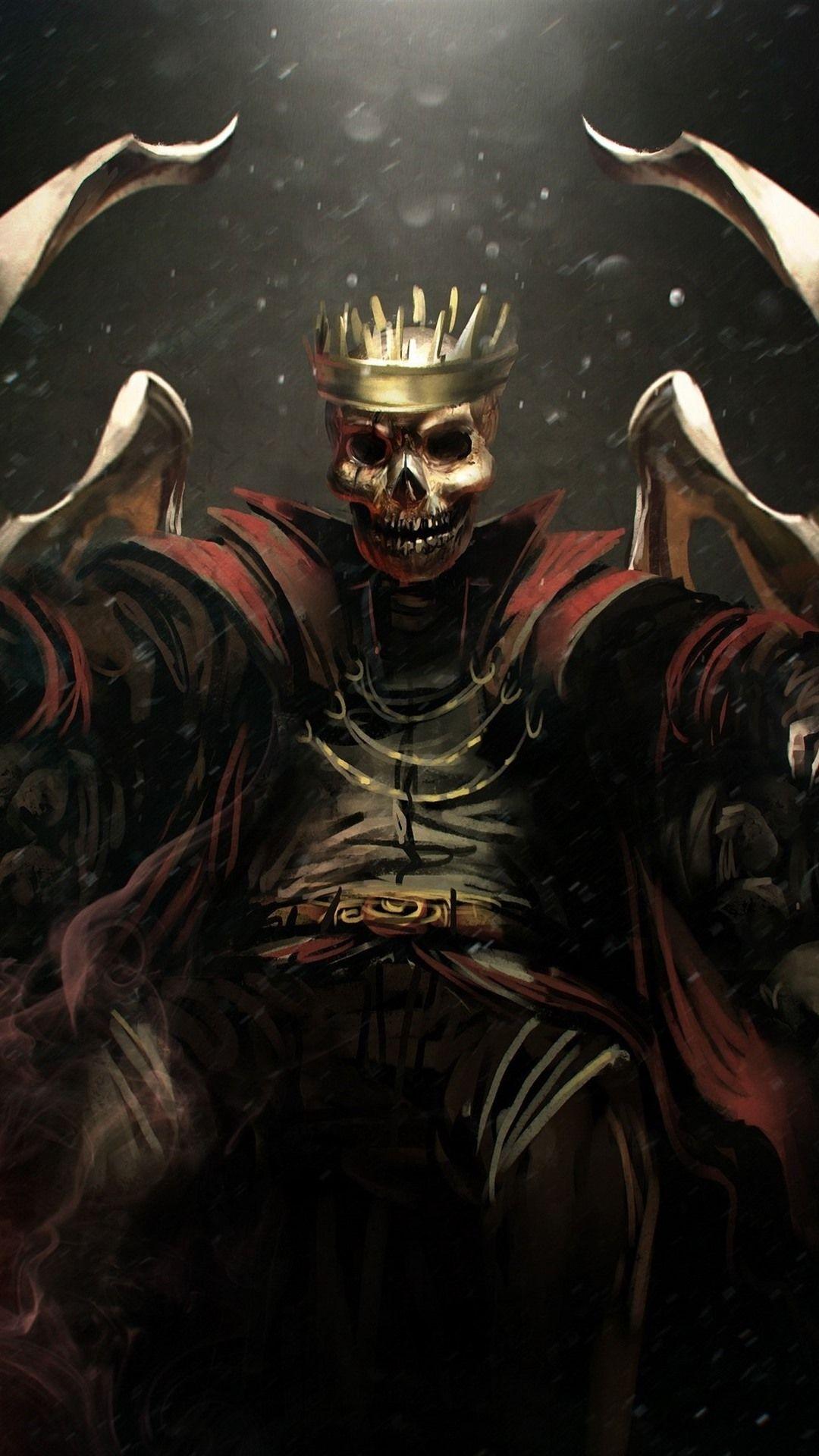 1080x1920 iPhone Wallpaper Skull, King, Art Picture Skull Swords