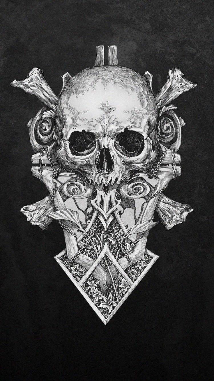 750x1334 Skull Monochrome Dark Art iPhone iPhone 6S, iPhone 7 HD 4k Wallpaper, Image, Background, Photo and Picture