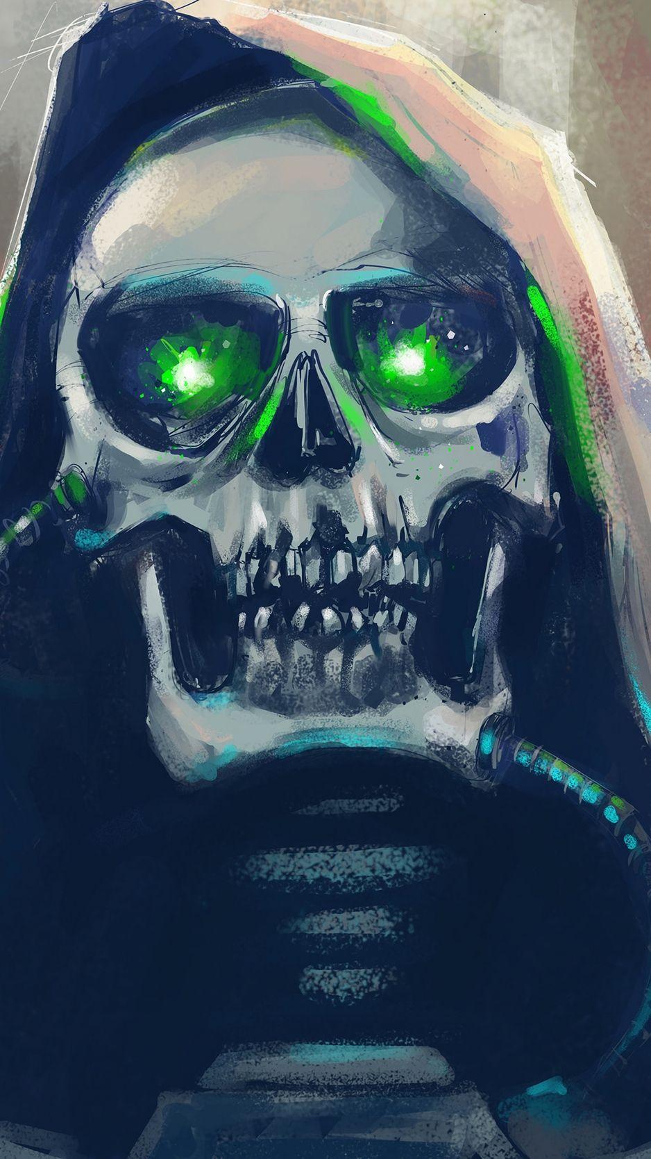 938x1668 Download Wallpaper 938x1668 Skull, Art, Hood, Eyes Iphone 8 7 6s 6