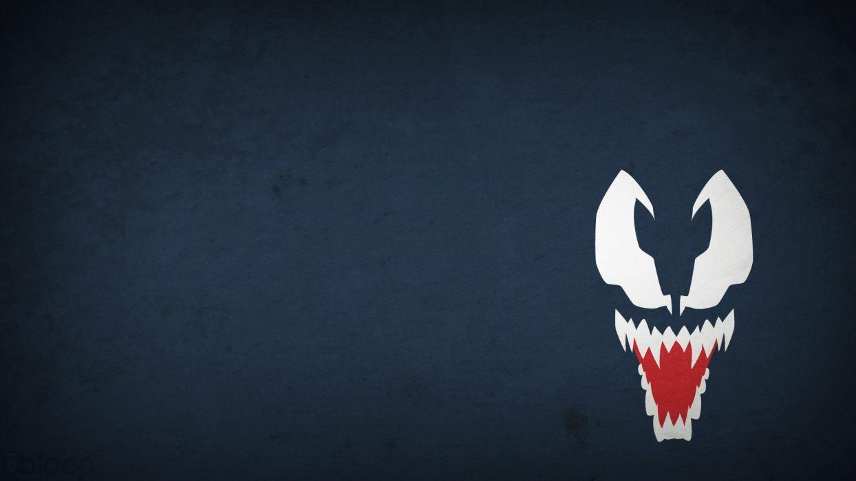 1244x700 Minimalistic Venom Marvel Comics blue background villians blo0p