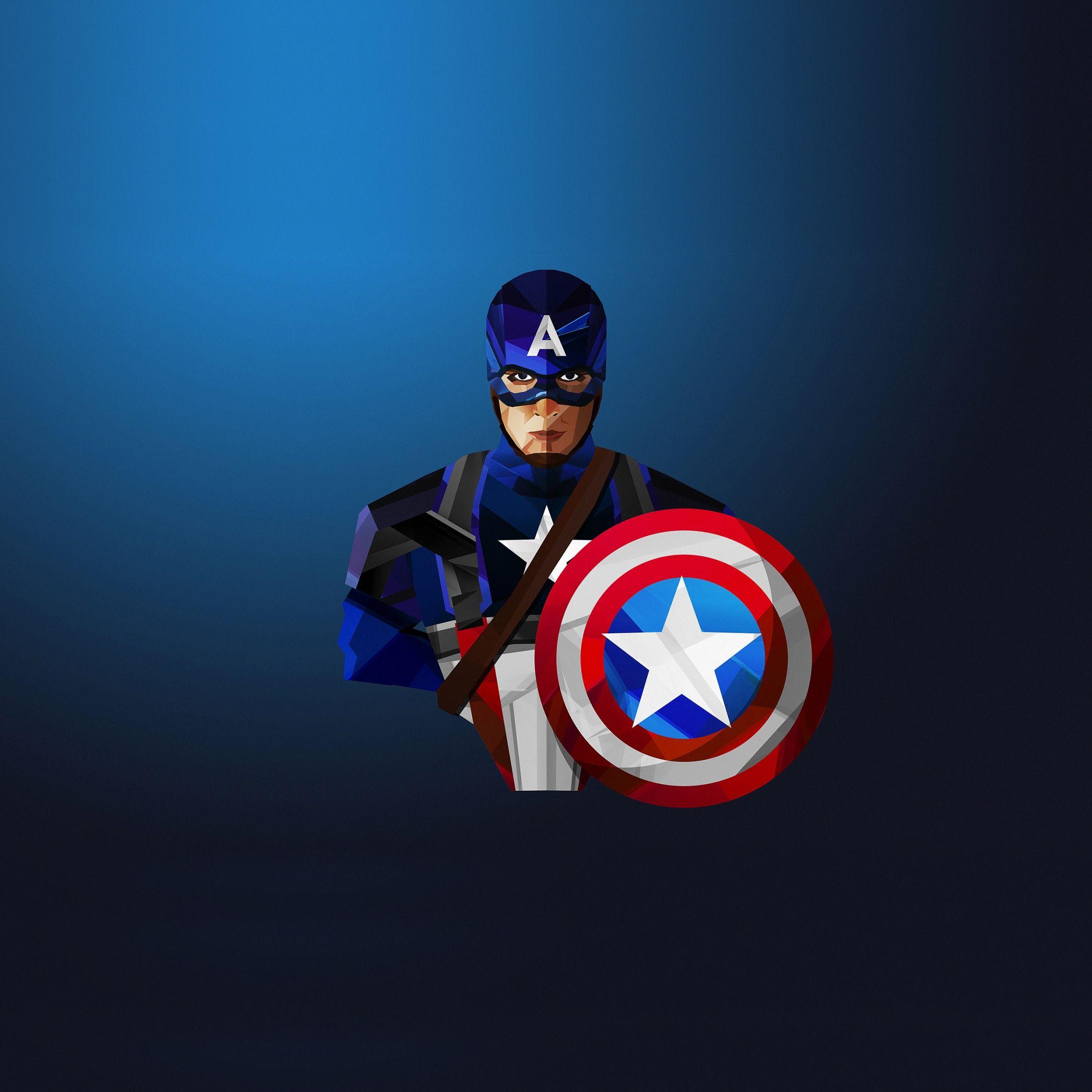 2248x2248 Tải xuống Captain America, siêu anh hùng, hình nền low poly, 2248x2248