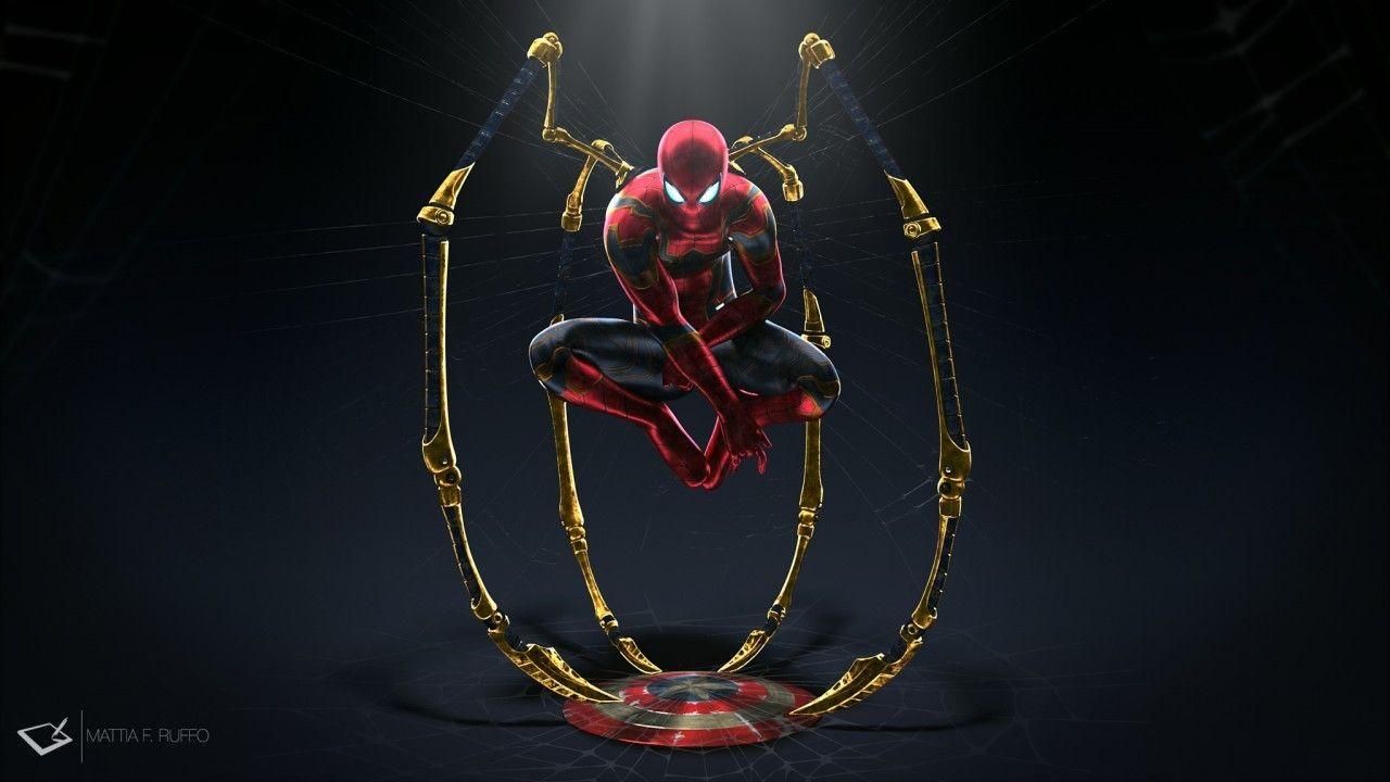 1280x720 Iron Spider, Superhero, Captain America Shield Spider 3D