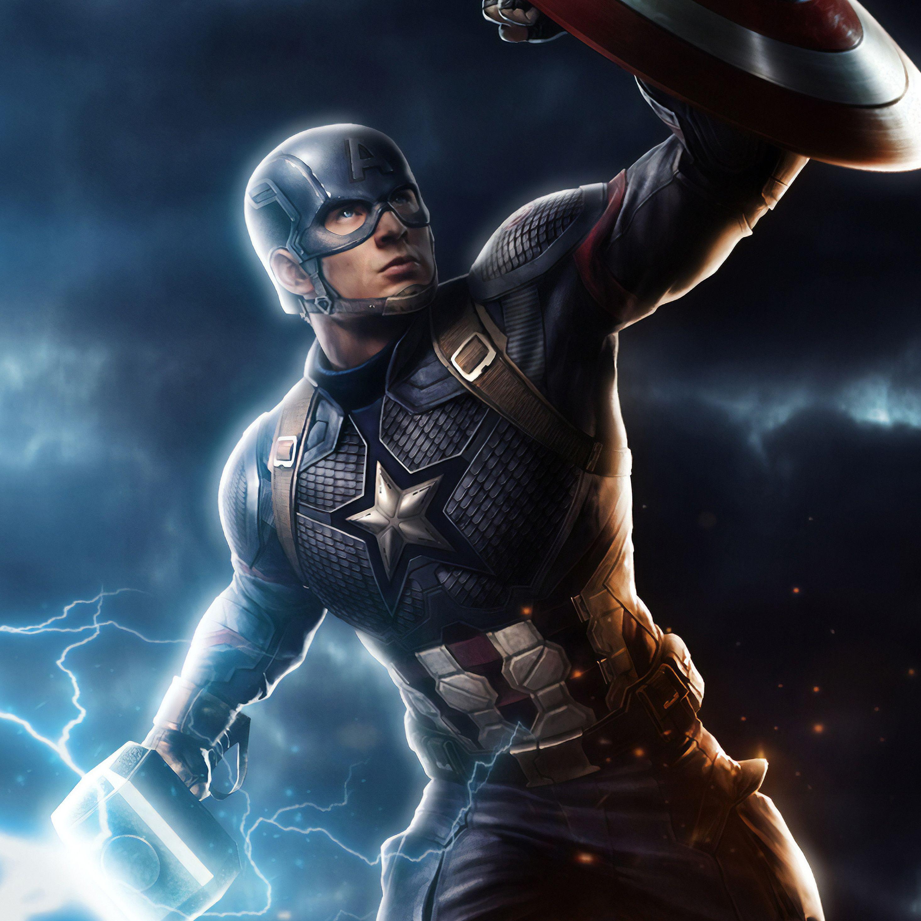 2932x2932 Captain America Mjolnir Avengers Endgame 4k Art iPad Pro