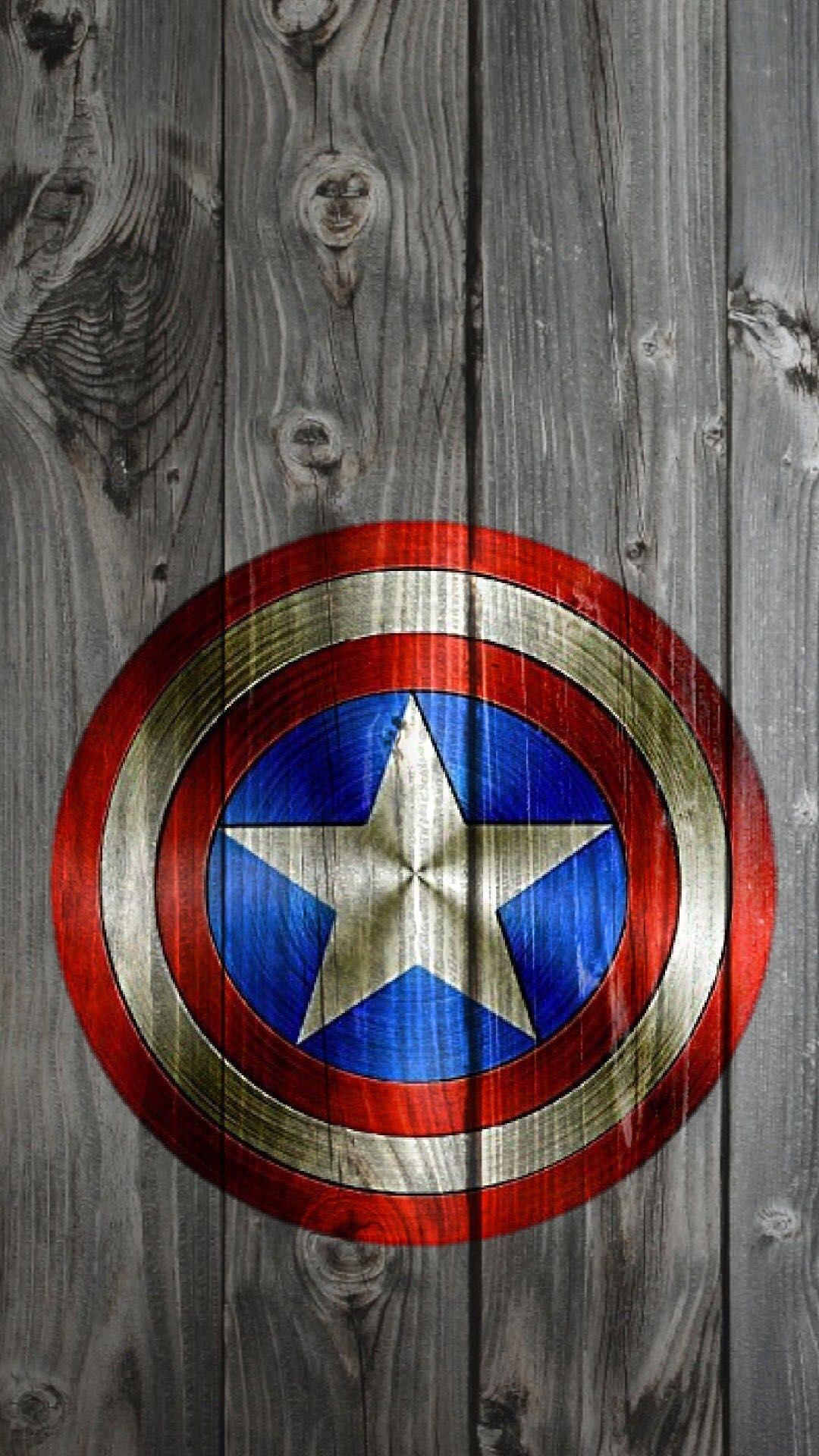 1080x1920 The big book of wallpaper - Captain America Wood Grain