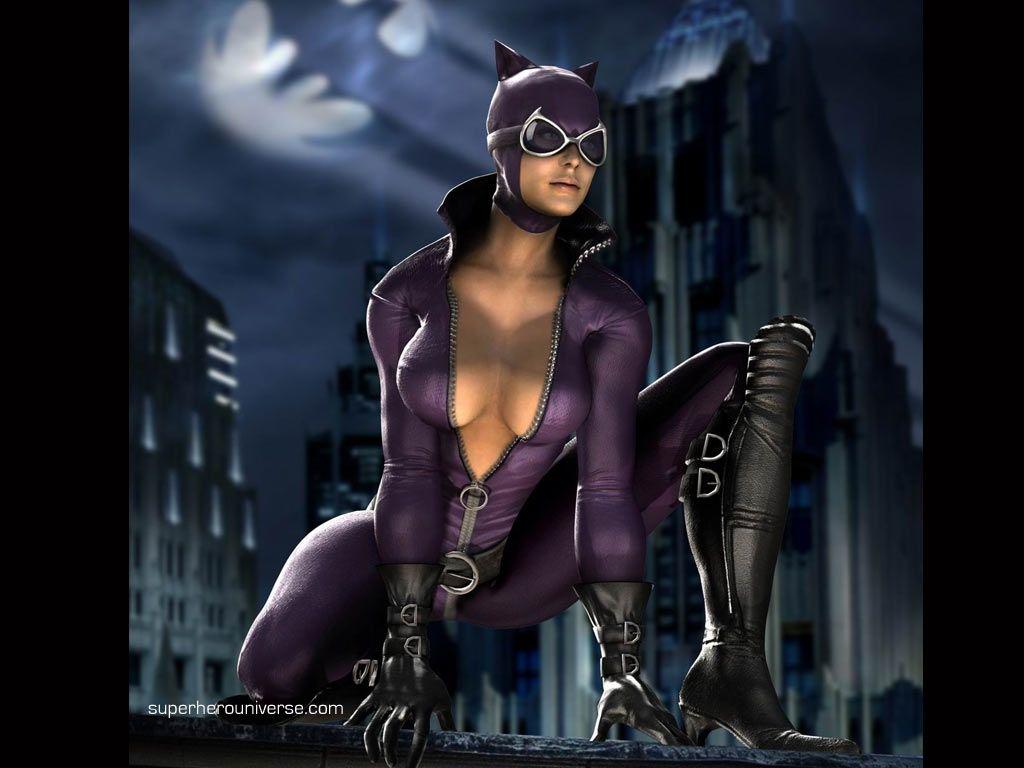 1024x768 catwoman and bat signal. Mortal Kombat vs DC Universe Wallpaper