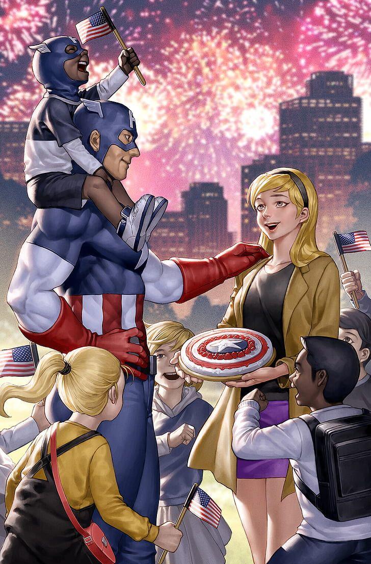 728x1106 HD wallpaper: Junggeun Yoon, women, Marvel Comics, Captain America, costumes