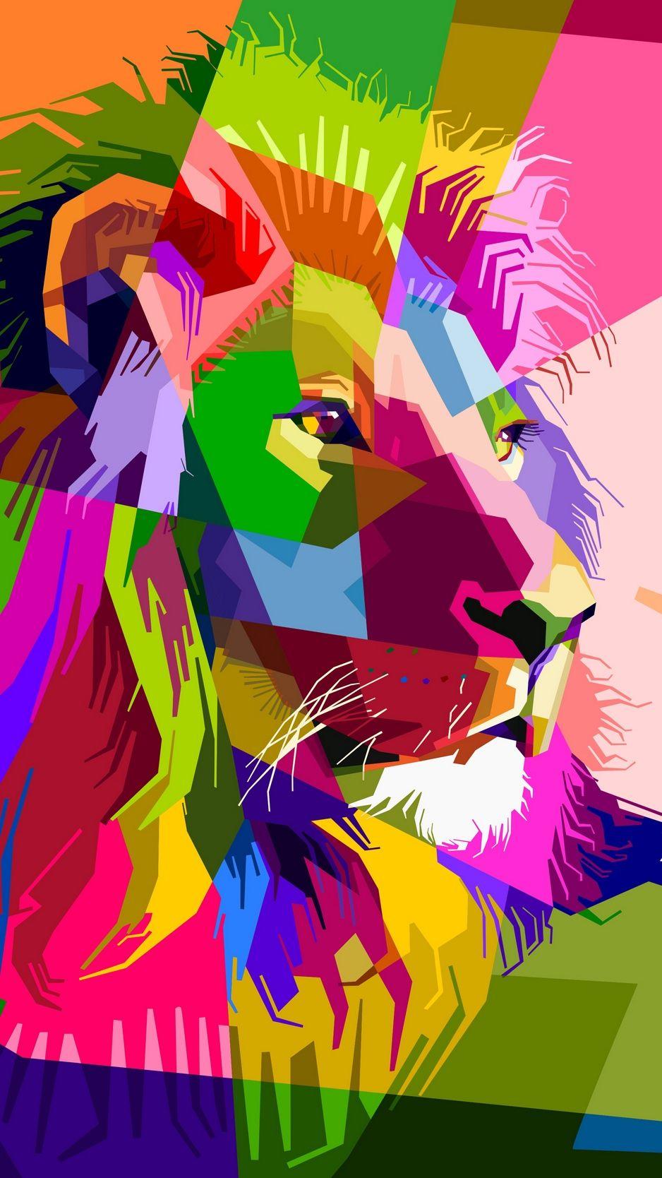 938x1668 Download Wallpaper 938x1668 Lion, Art, Colorful, Muzzle Iphone 8 7