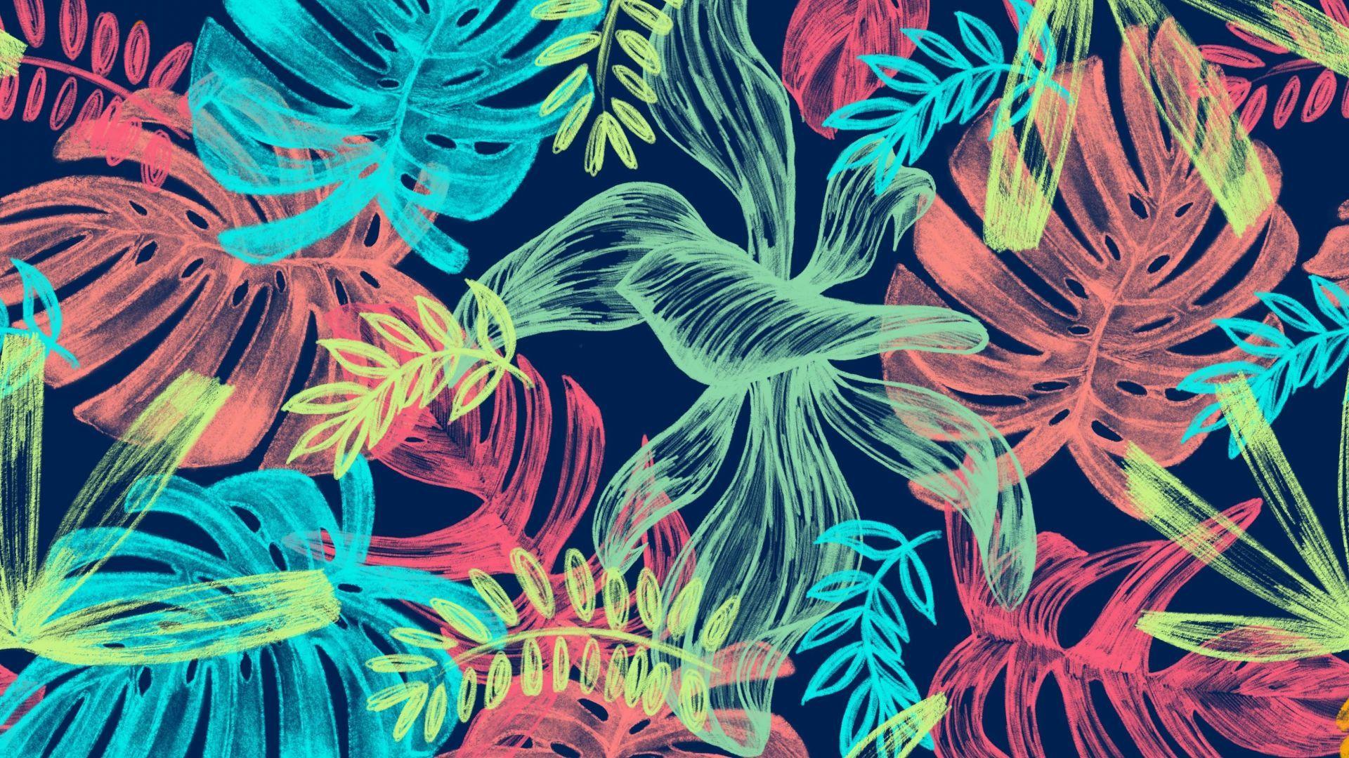 1920x1080 Desktop wallpaper illustration, digital art, leaf, colorful, HD