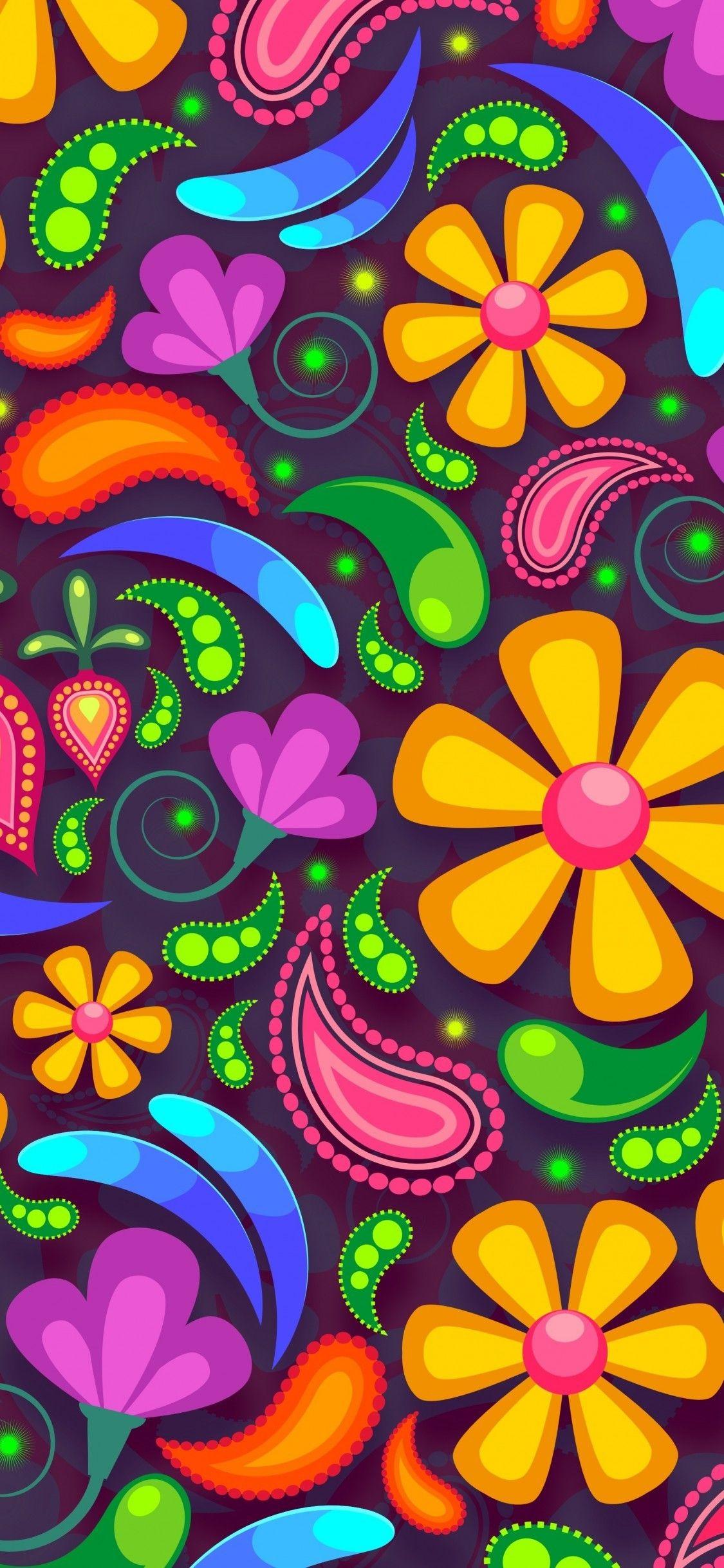 1125x2436 Download 1125x2436 Colorful Flower Petals, Vector, Digital Art