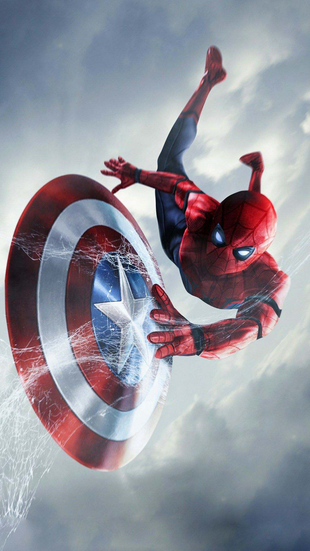 1080x1920 Spider Man Captain America Shield Wallpaper Wallpaper