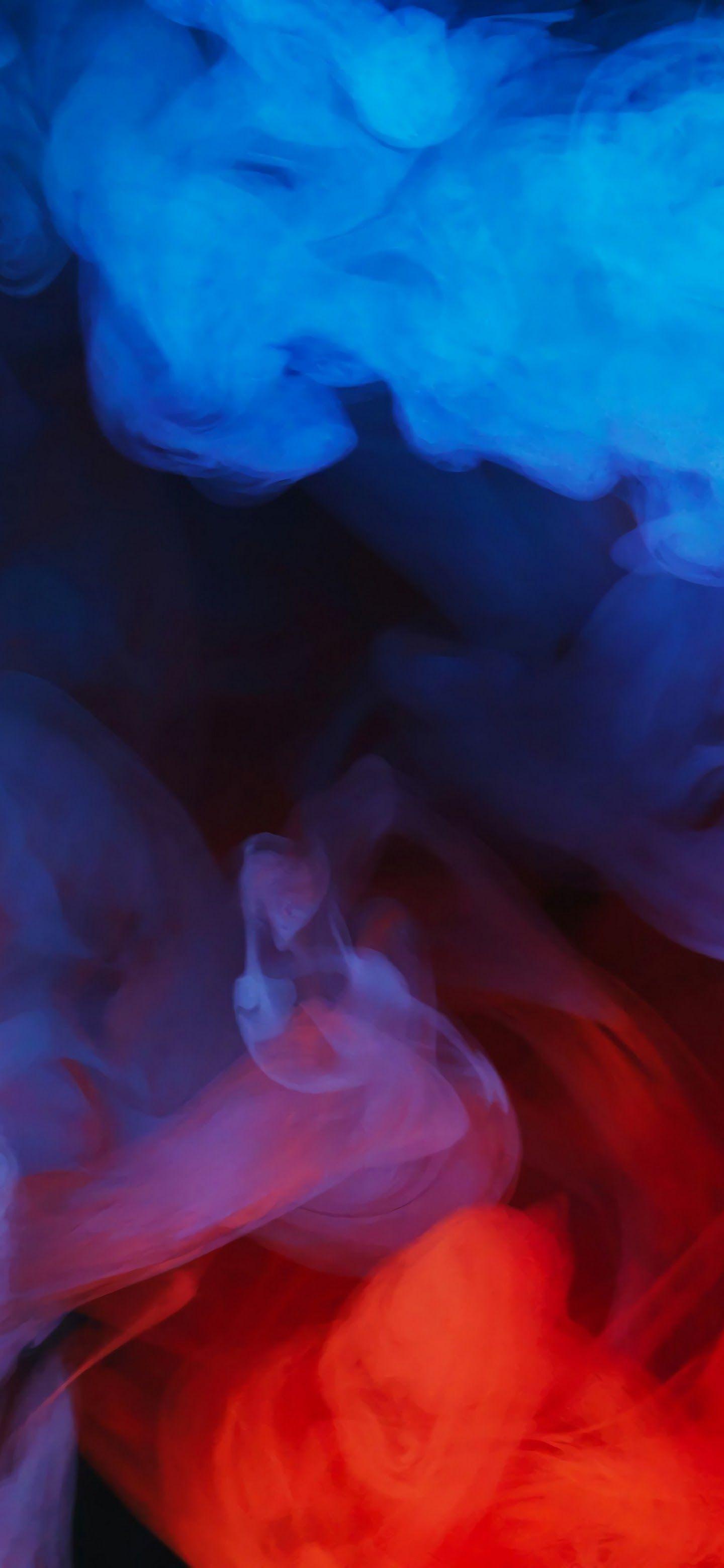 1440x3120 Blue Red Smoke Abstract 4K Wallpaper