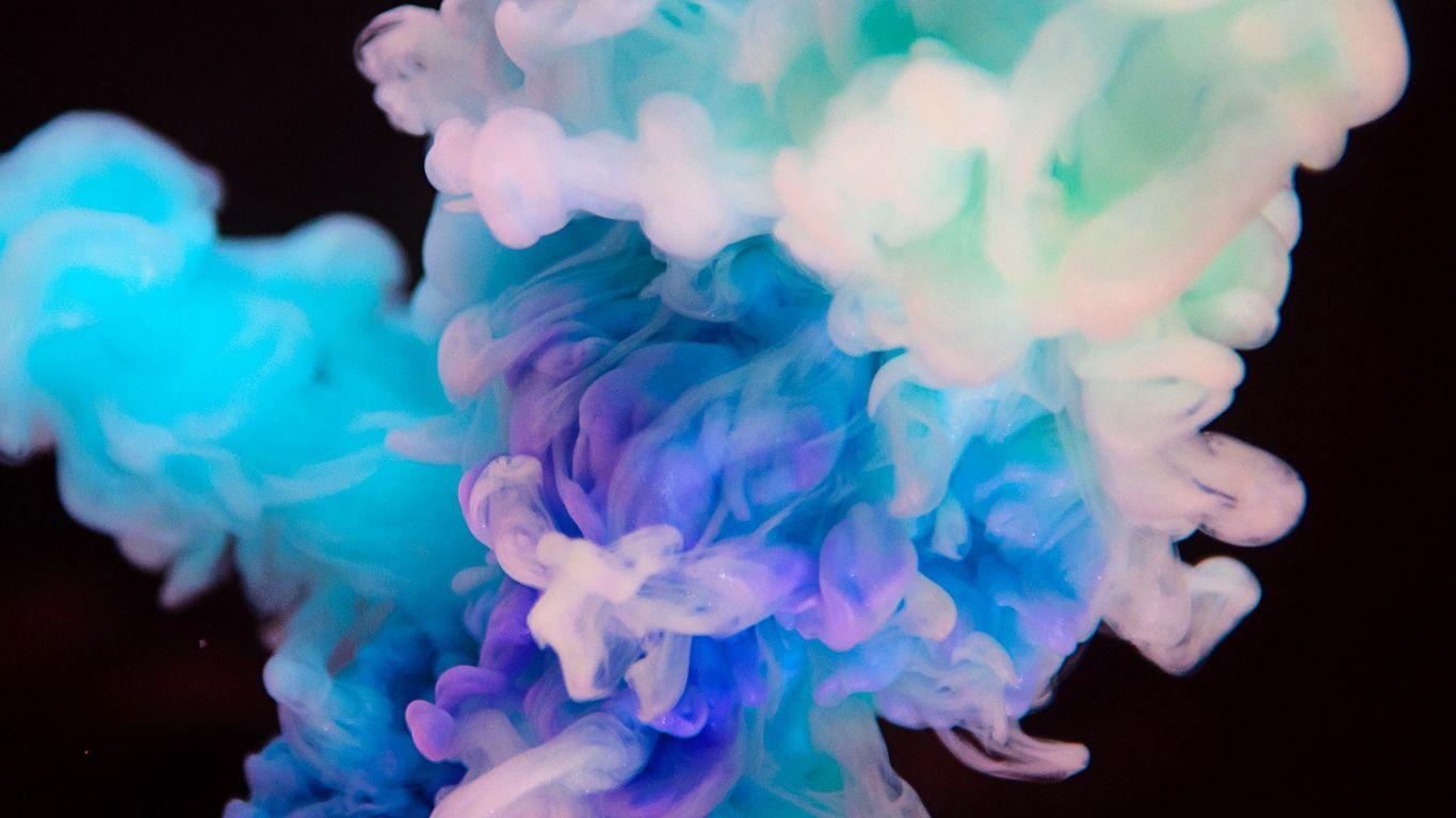 1366x768 Download wallpaper 1366x768 smoke, color, clots tablet, laptop HD