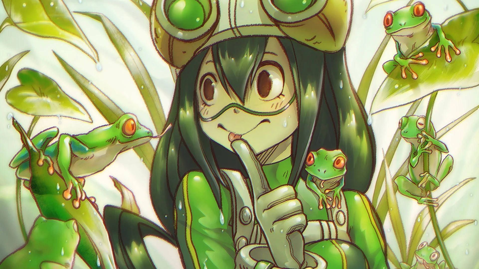 1920x1080 Download Tsuyu Asui With Kawaii Frogs Wallpaper