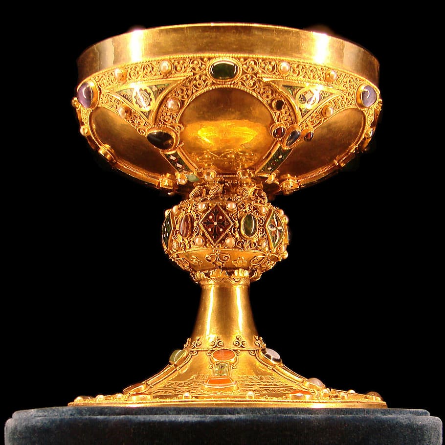 910x910 HD wallpaper: Golden Chalice with Jewels, cup, photo, public domain, vessel