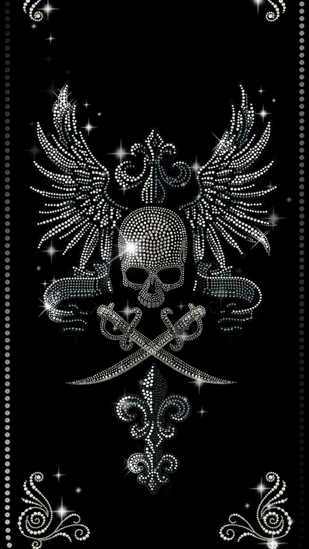 1080x1920 iPhone Wallpaper. Skull, Pattern, Emblem, Symbol, Illustration, Dark