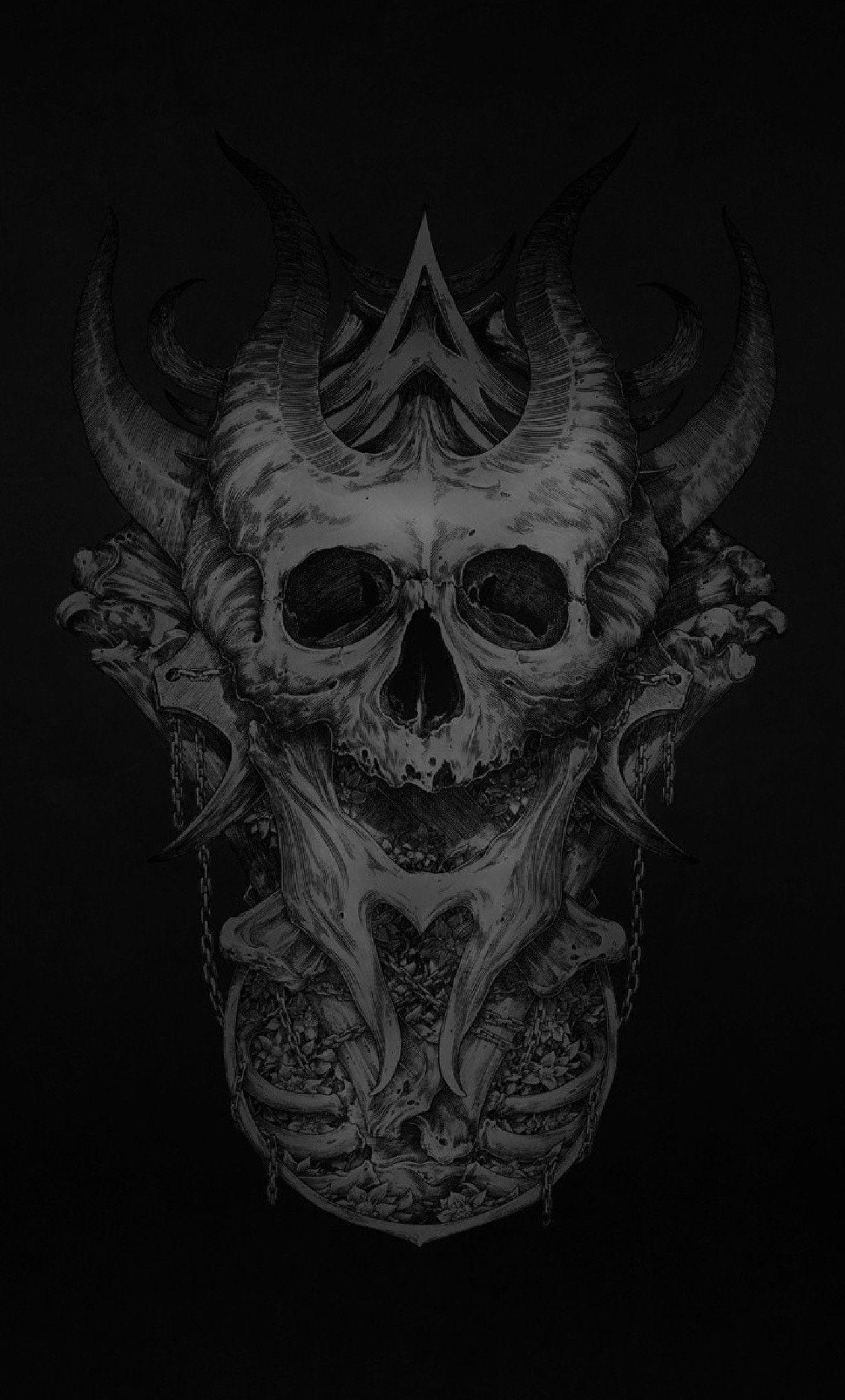 1280x2120 Dark Skull iPhone HD 4k Wallpaper, Image