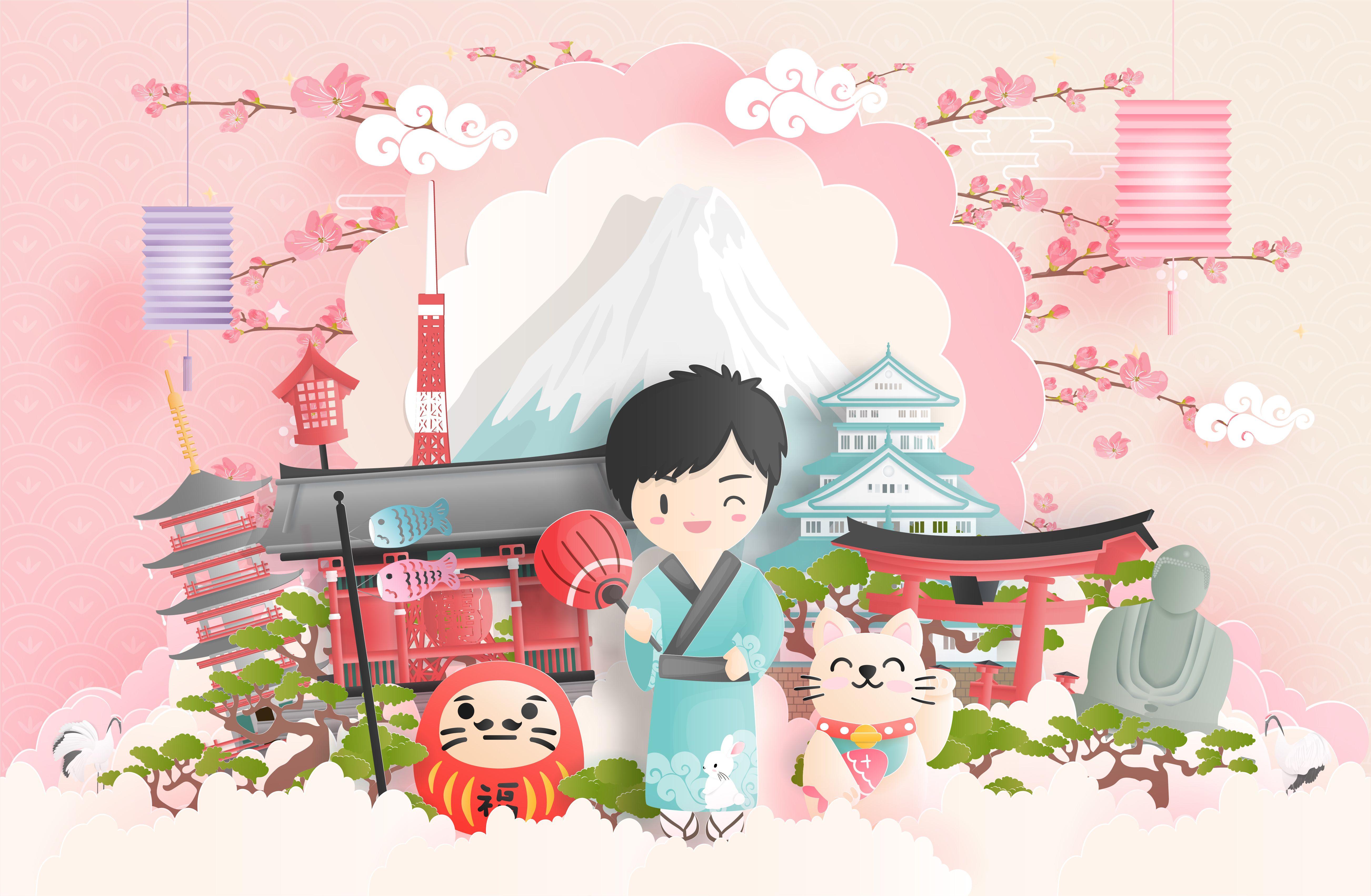 5209x3406 Travel collage with Japanese Theme Free Vectors