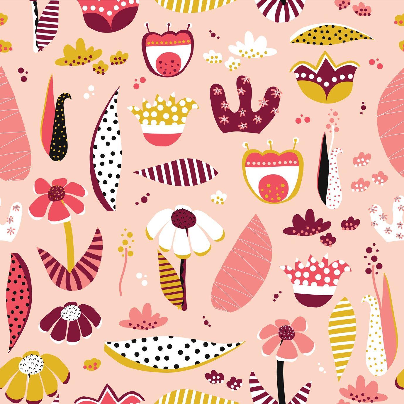 1378x1378 Abstract flower collage style seamless vector pattern