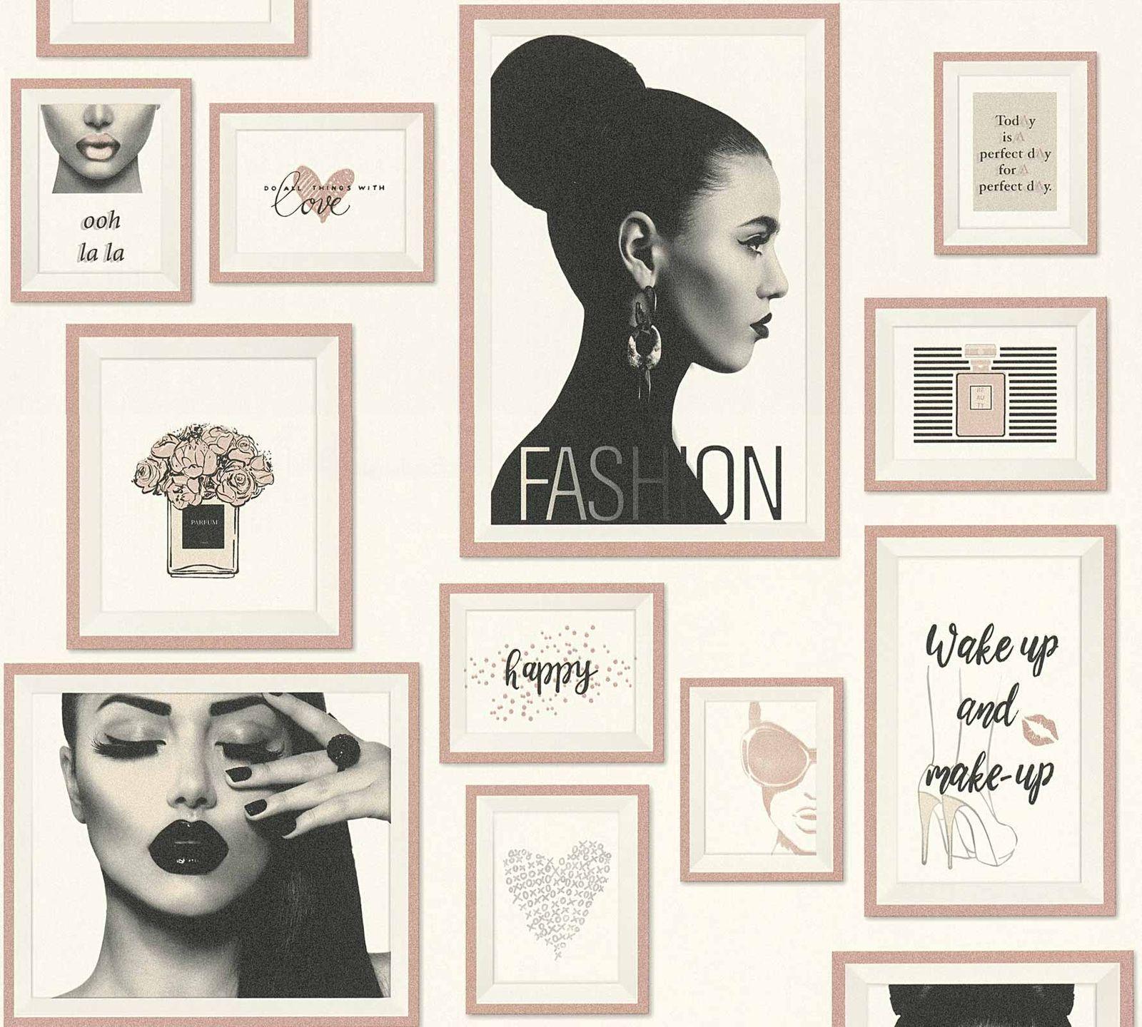 1600x1440 Non Woven Wallpaper Collage Fashion Cream Pink Gloss 36918 3