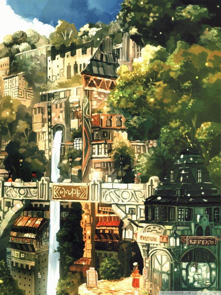 768x1024 Anime City Painting ❤ Hình nền máy tính để bàn HD 4K cho • Rộng & Siêu