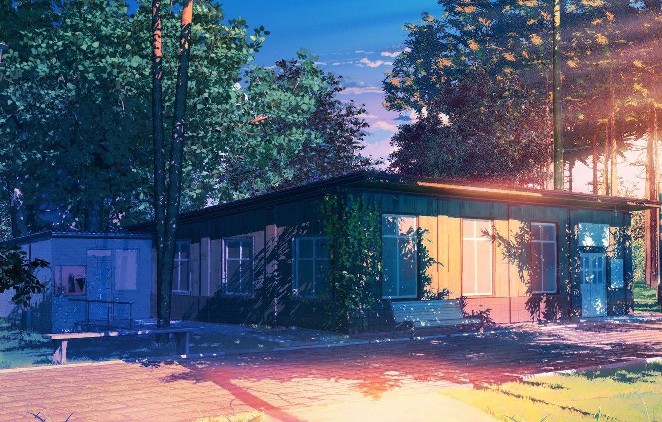 1332x850 Wallpaper forest, lantern, structure, Everlasting Summer, Summer