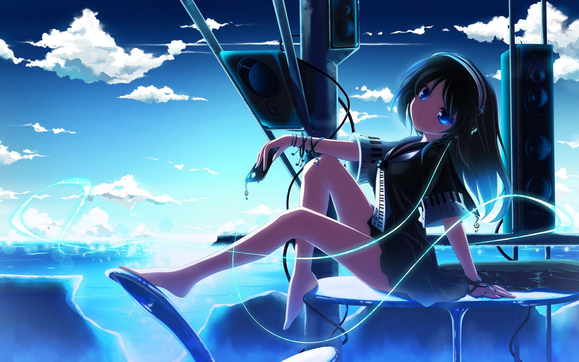 1920x1200 rileyferguson hình ảnh Anime Girl with Headphones HD hình nền