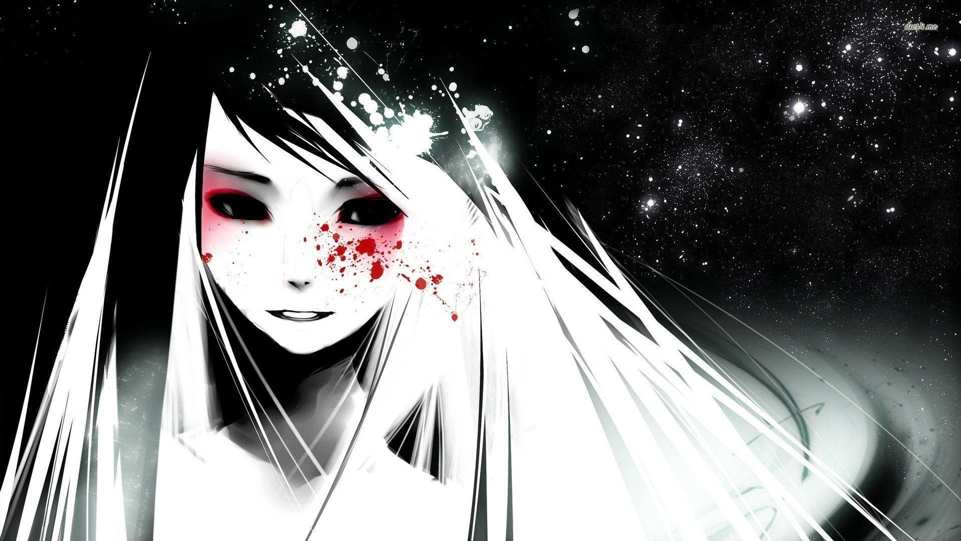 dark, anime girls, anime, black background, face - wallpaper #220447  (1920x1080px) on